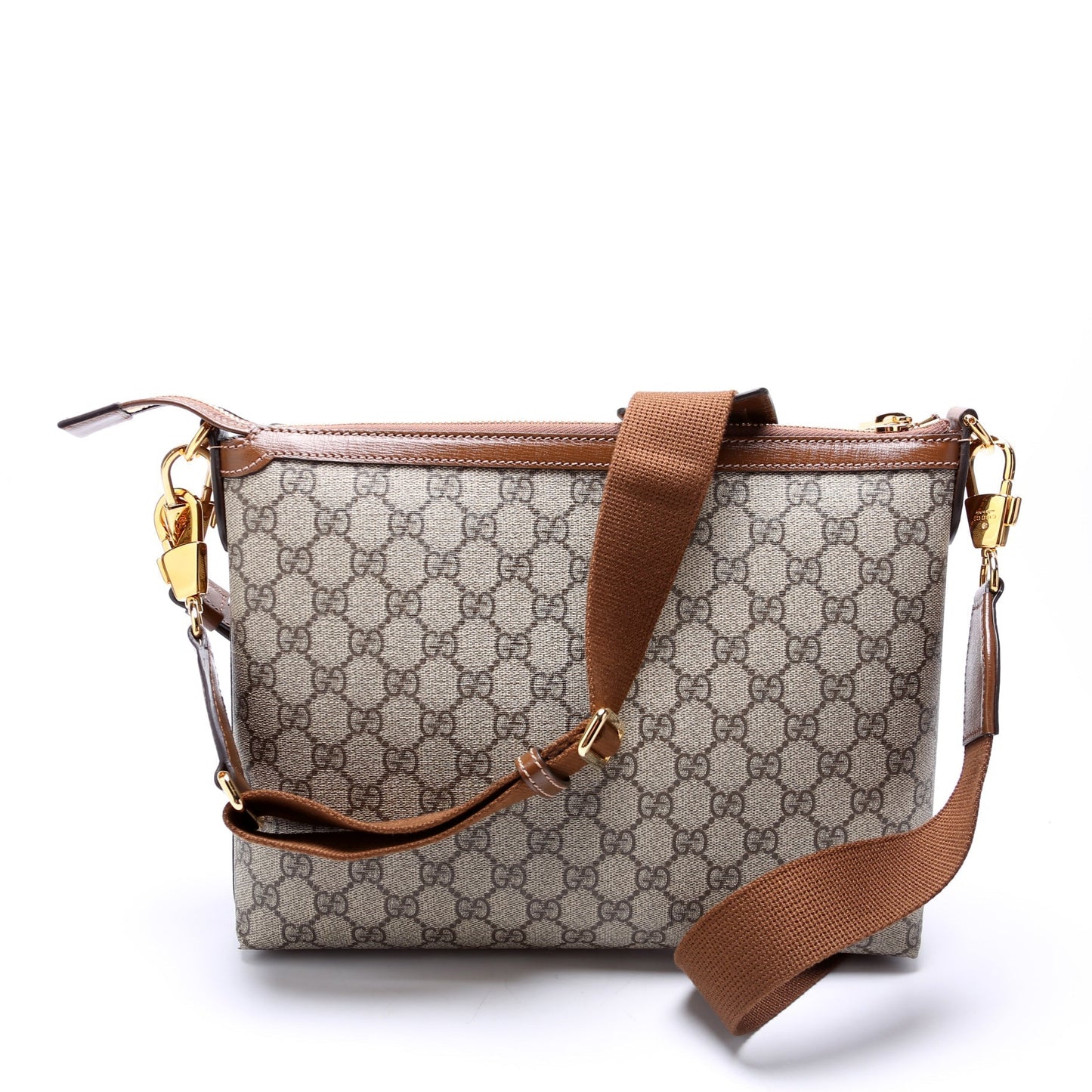 Gucci GG Supreme Interlocking G Messenger Brown Travel Bag