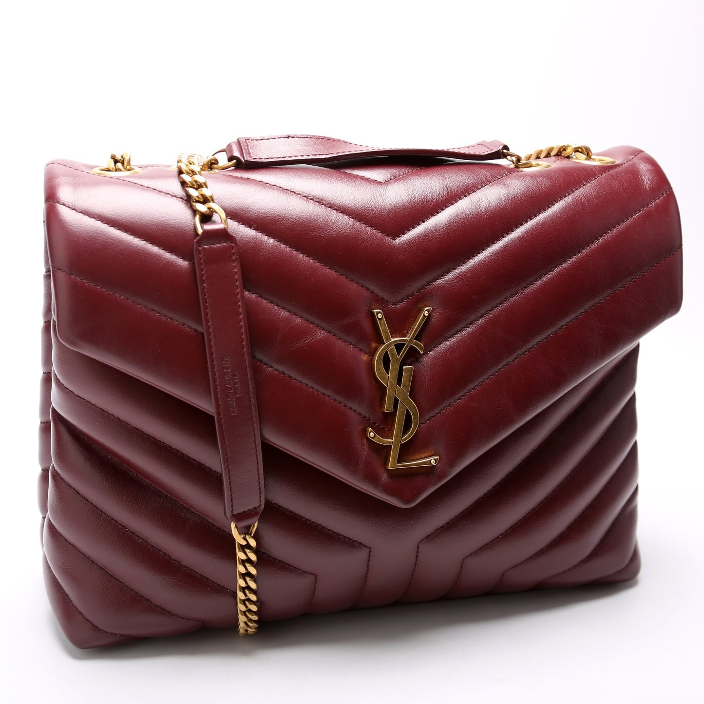 YSL Saint Laurent Lou Lou Burgundy Bag Quilted Medium Travel Bag