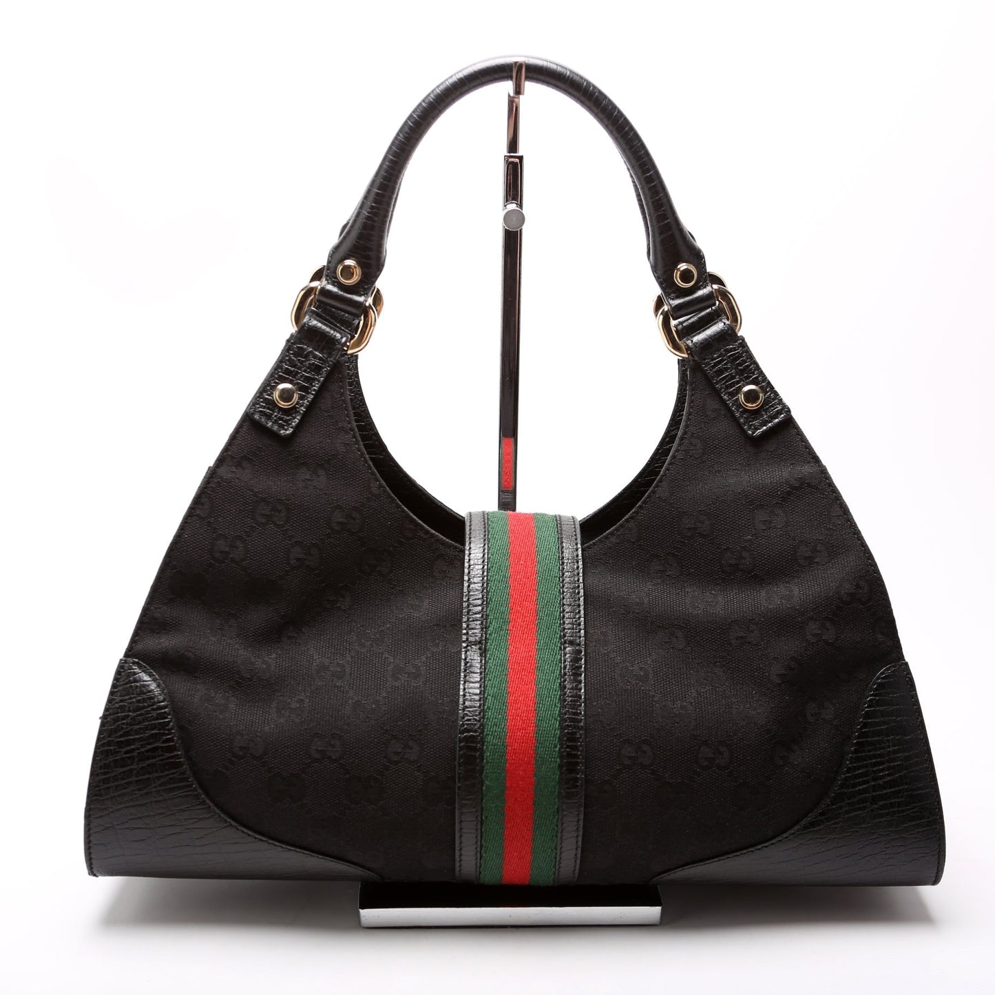 Gucci GG Web Junco Canvas Black Shoulder Bag