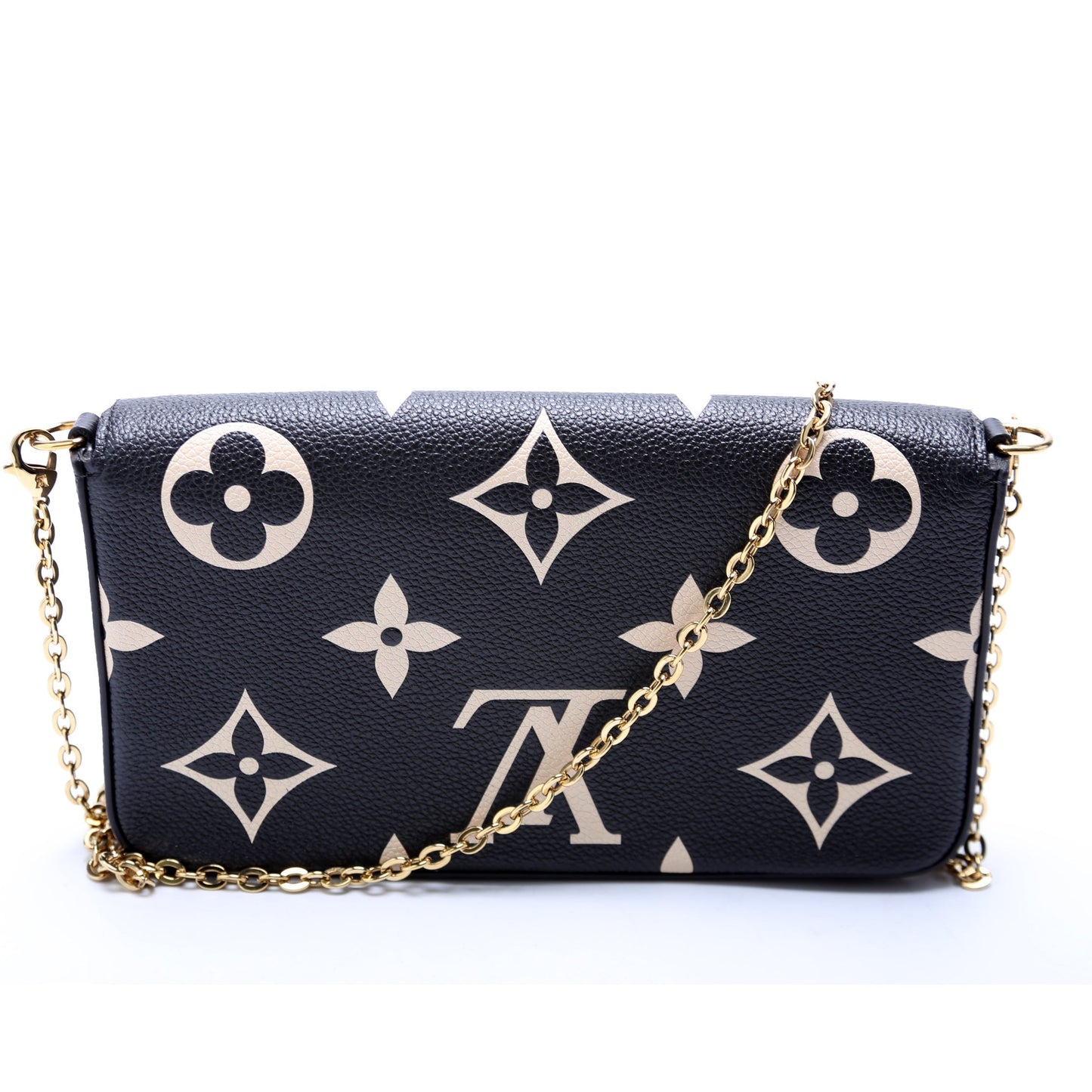 Louis Vuitton Pochette Felicie Crafty Bicolor Cream Empreinte Black Clutch Bag