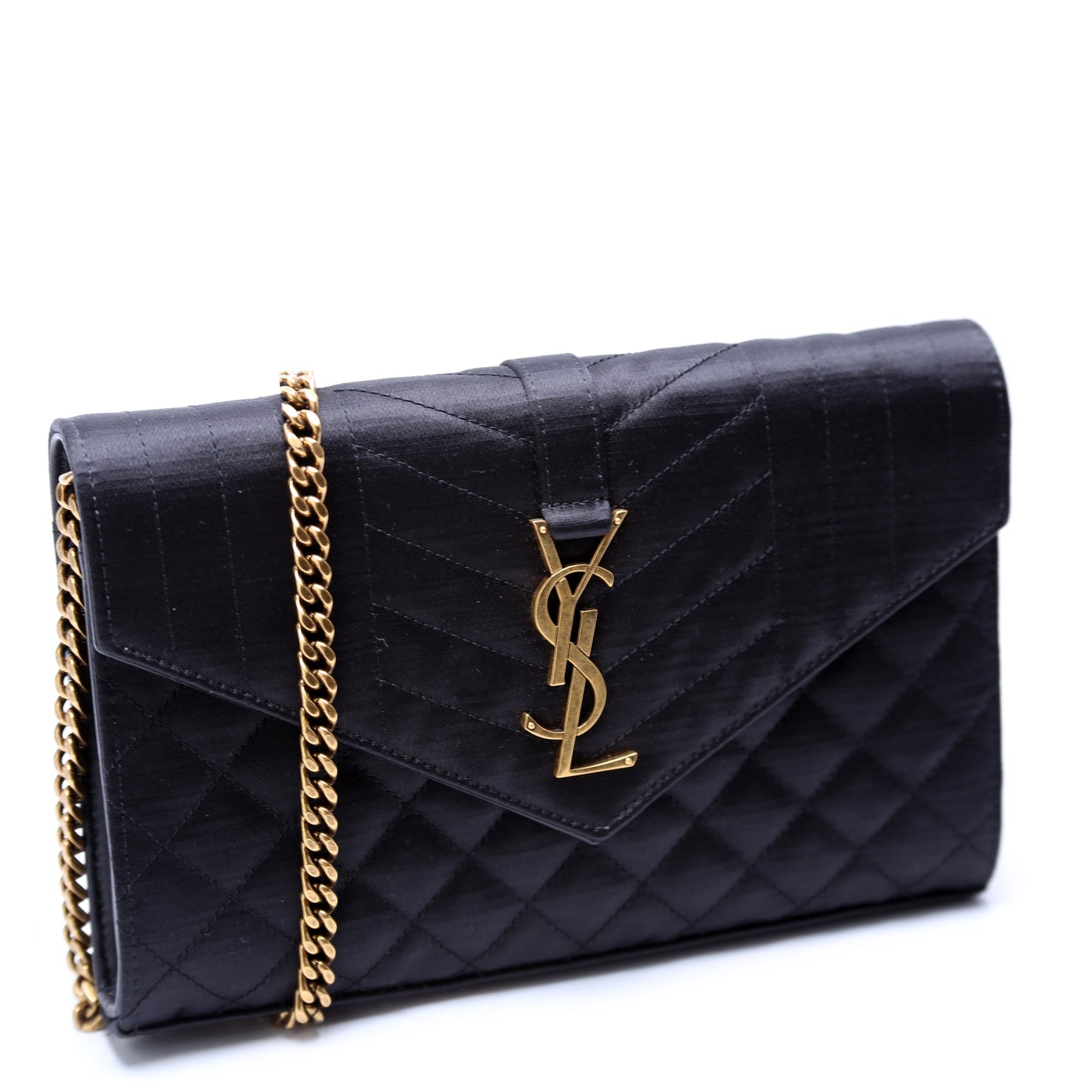 YSL Saint Laurent Saint Laurent Triquilt Wallet Bag Satin Chain Travel Bag