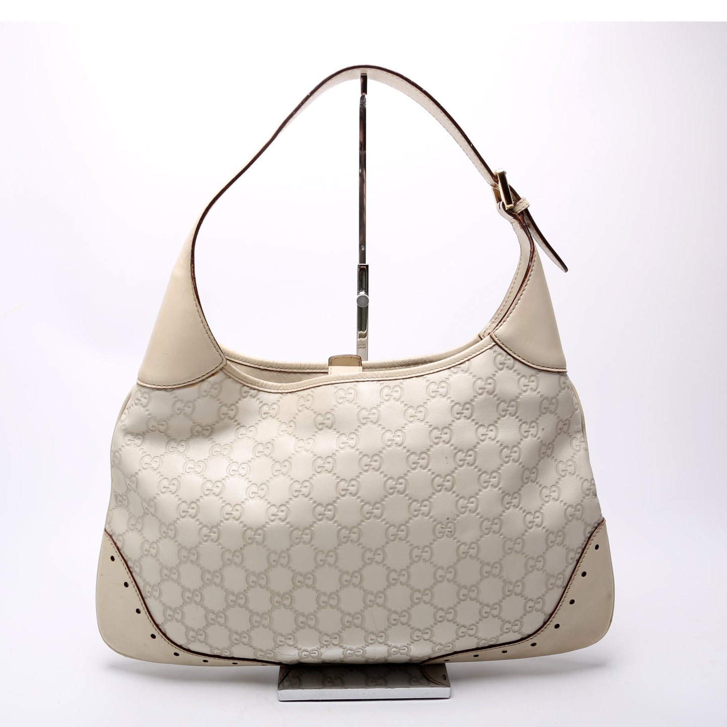 Gucci Punch Leather Cream Shoulder Bag
