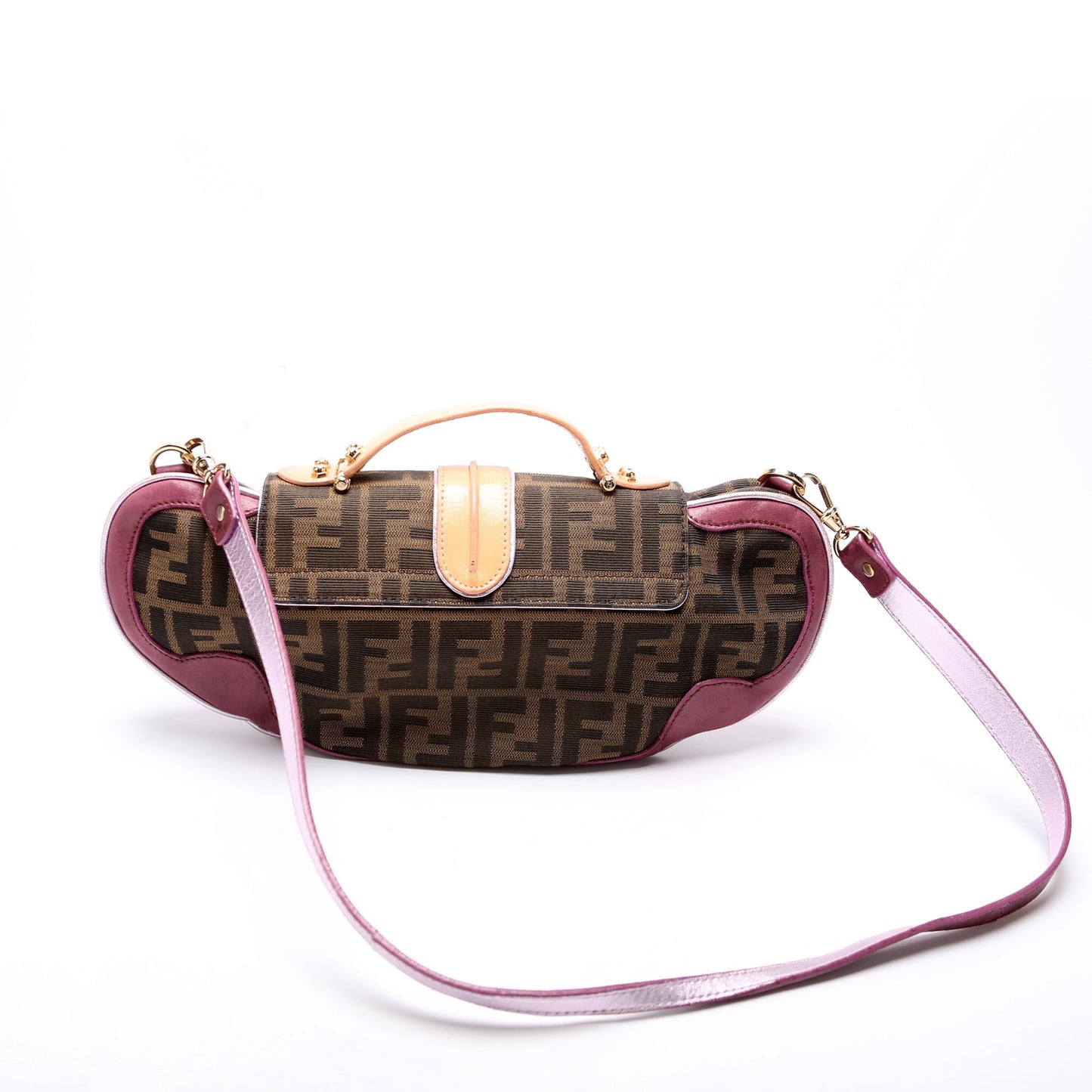 Fendi 8Bn133 Ff Zucca Vanity Clutch Plum Bag Brown Clutch Bag