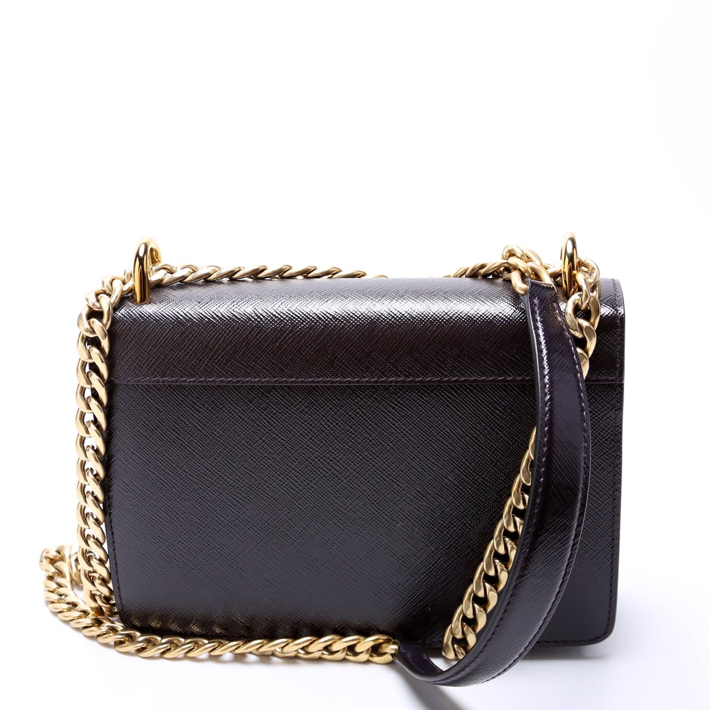 Prada Saffiano Crossbody Plum Bag Chain Crossbody Bag
