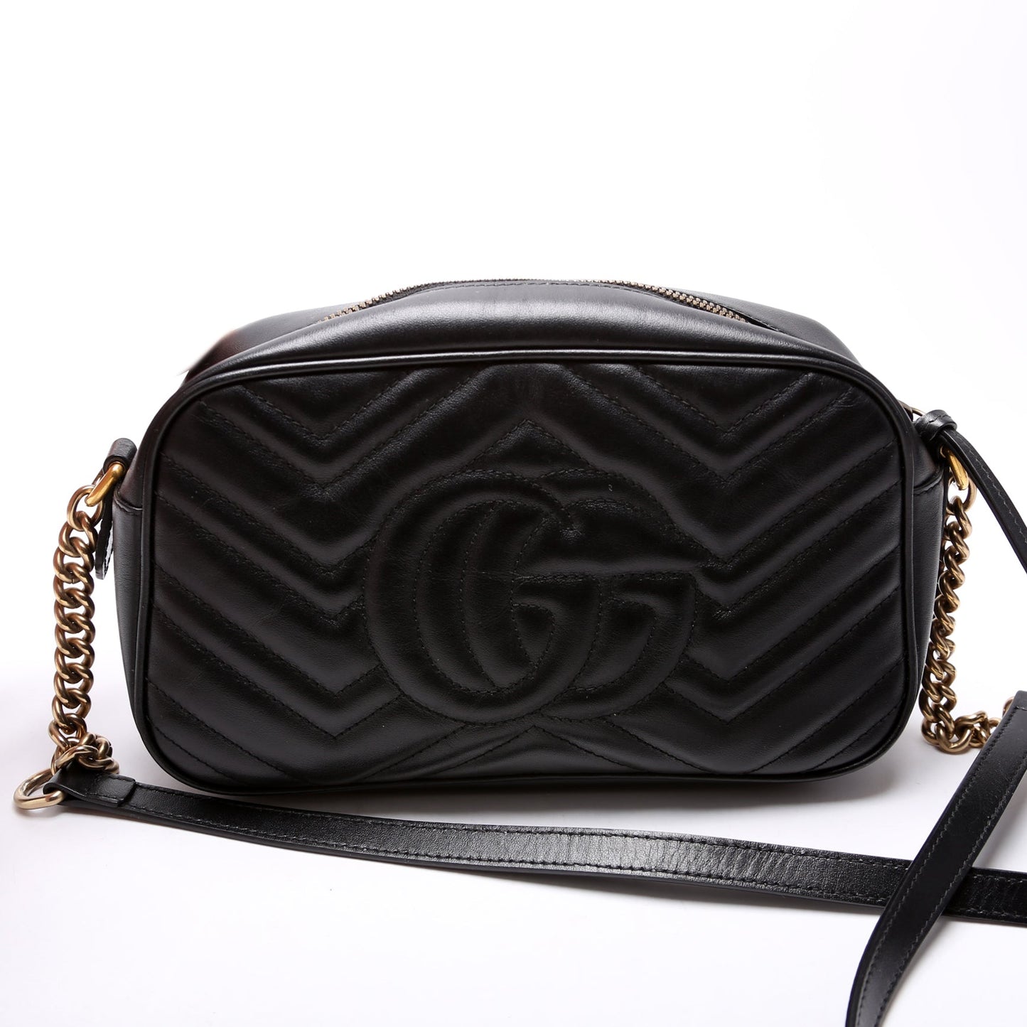 Gucci Marmont Camera Leather Black Small Travel Bag Black 2