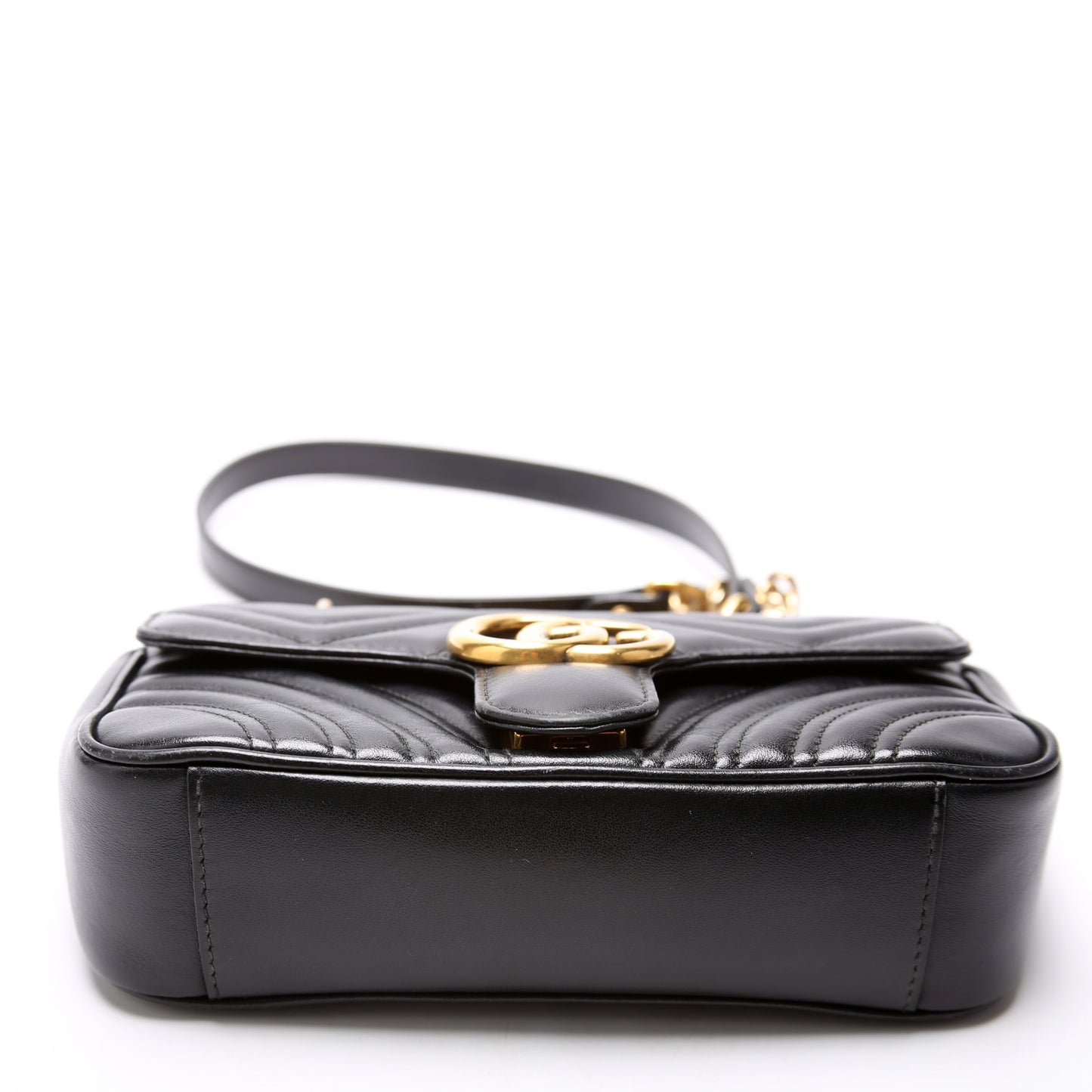 Gucci Marmont Leather Black Mini Flap Shoulder Bag Black 2
