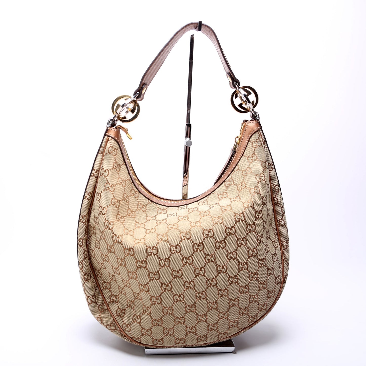 Gucci GG Twins Canvas Brown Tan Shoulder Bag