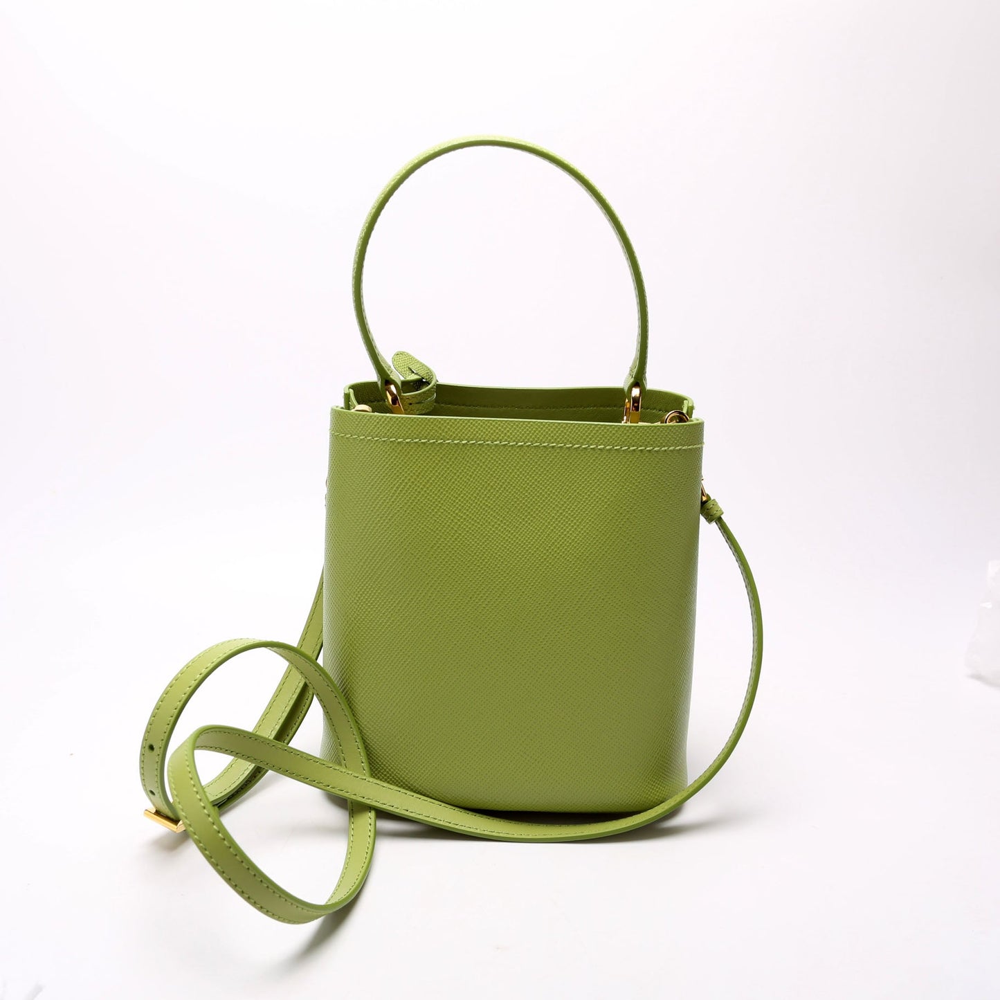 Prada Saffiano Cuir Panier Bag Green Small Travel Bag
