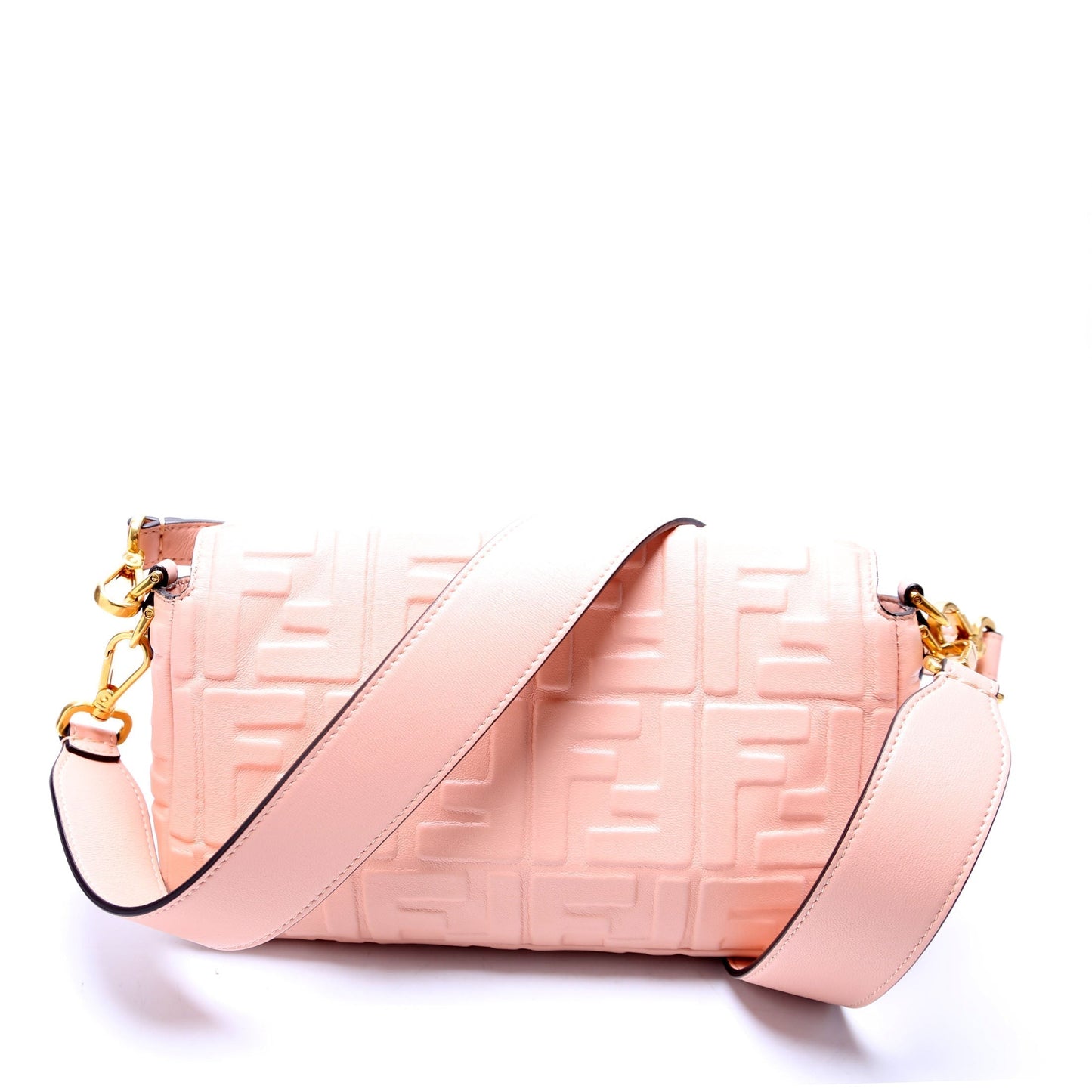 Fendi Baguette Ff Nappa Bag Pink Embossed Shoulder Bag