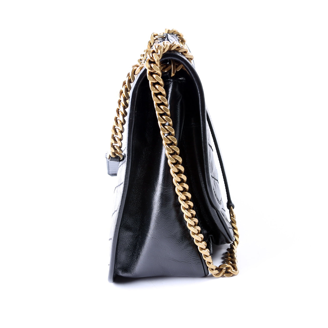 YSL Saint Laurent Niki Crinkle Bag Leather Black Medium Travel Bag