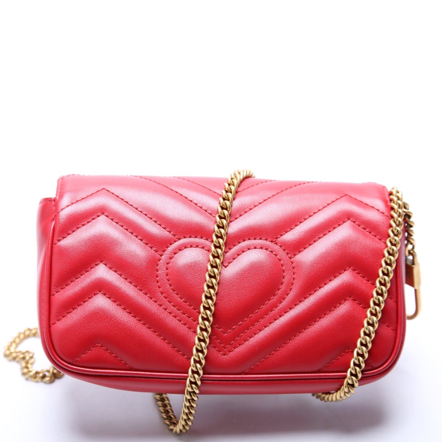 Gucci Marmont Torchon Super Leather Red Mini Flap Travel Bag
