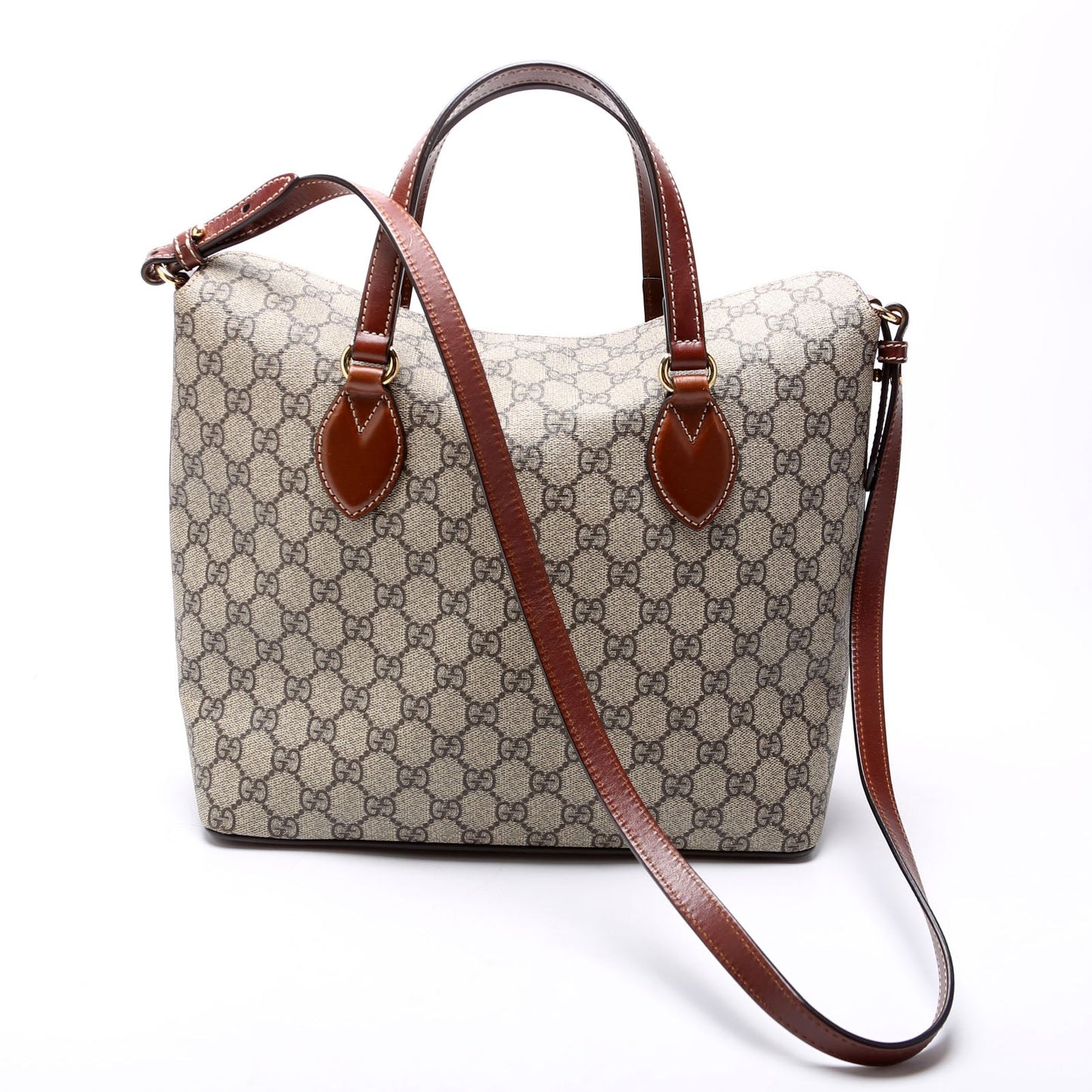 Gucci GG Supreme Fold Over Brown Tote Bag