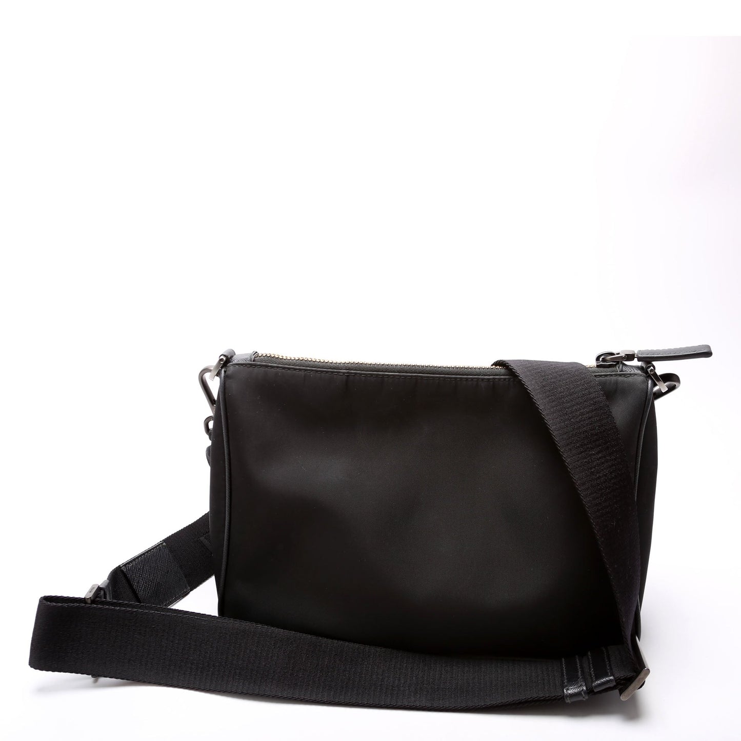 Prada Re Zip Messenger Bag Nylon Black Travel Bag