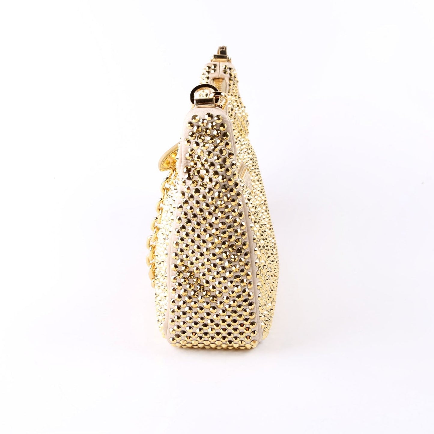 Prada Crystal Re Edition Shoulder Bag Satin Gold