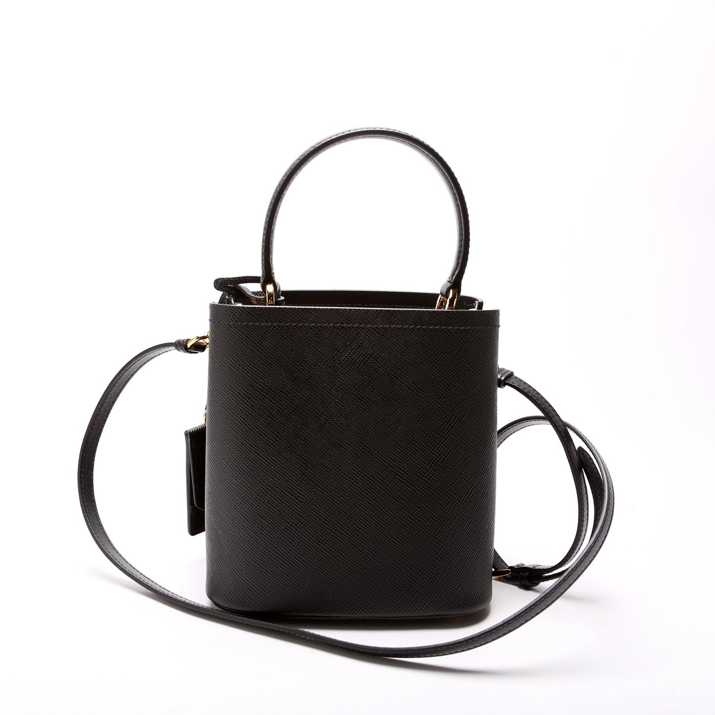 Prada Saffiano Cuir Panier Bag Black Small Travel Bag Black Bag