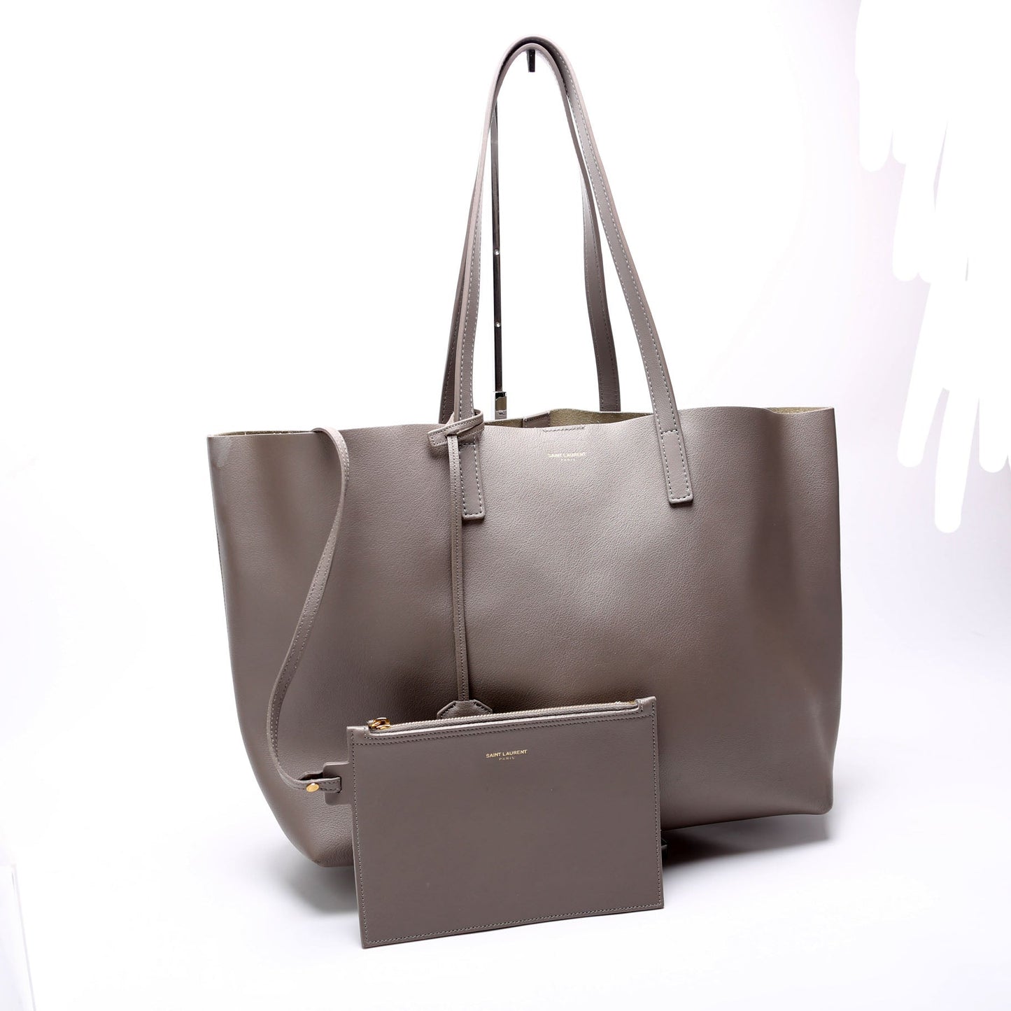 YSL Saint Laurent Saint Laurent Shopping East West Supple Grey Leather Travel Bag