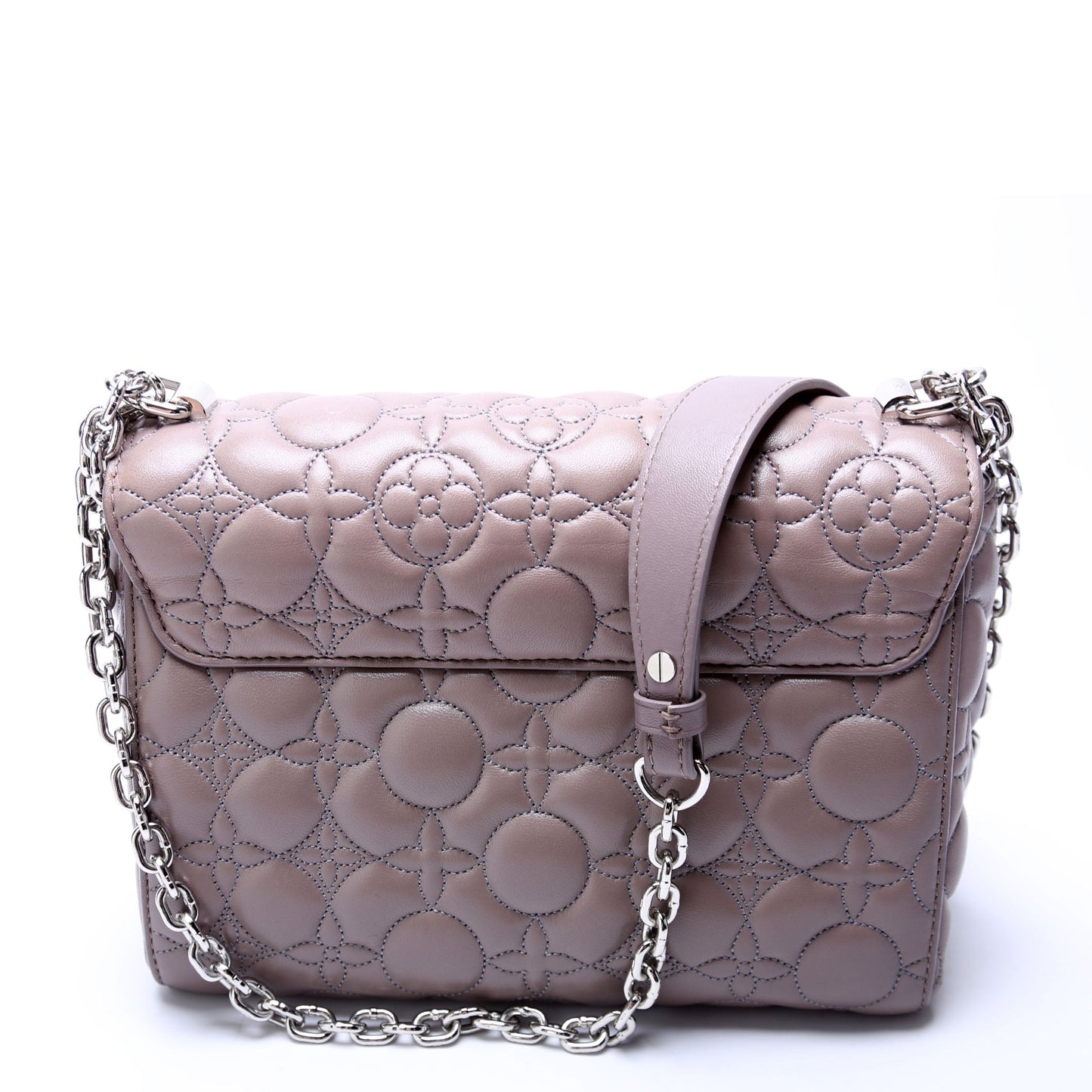 Louis Vuitton Twist Malletage Flower Lambskin Taupe MM Handbag