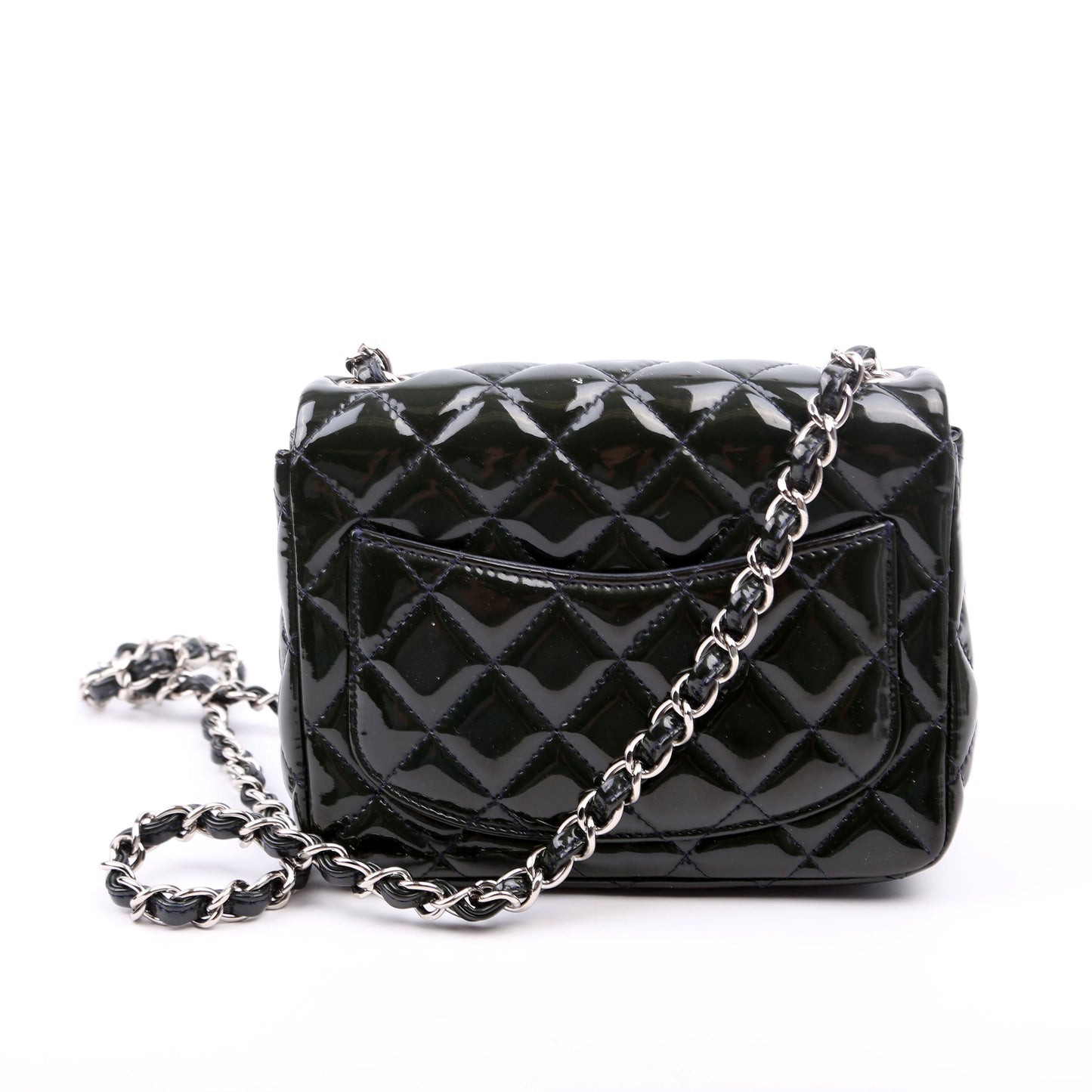 Chanel Classic Flap Square Patent 19M Green Mini Bag