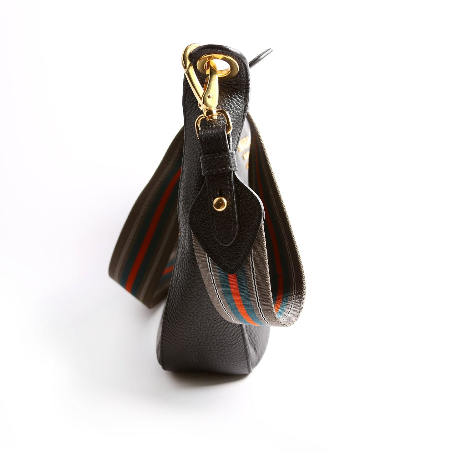 Prada Vitello Phenix Zip Messenger Hobo Bag Black Small Travel Bag