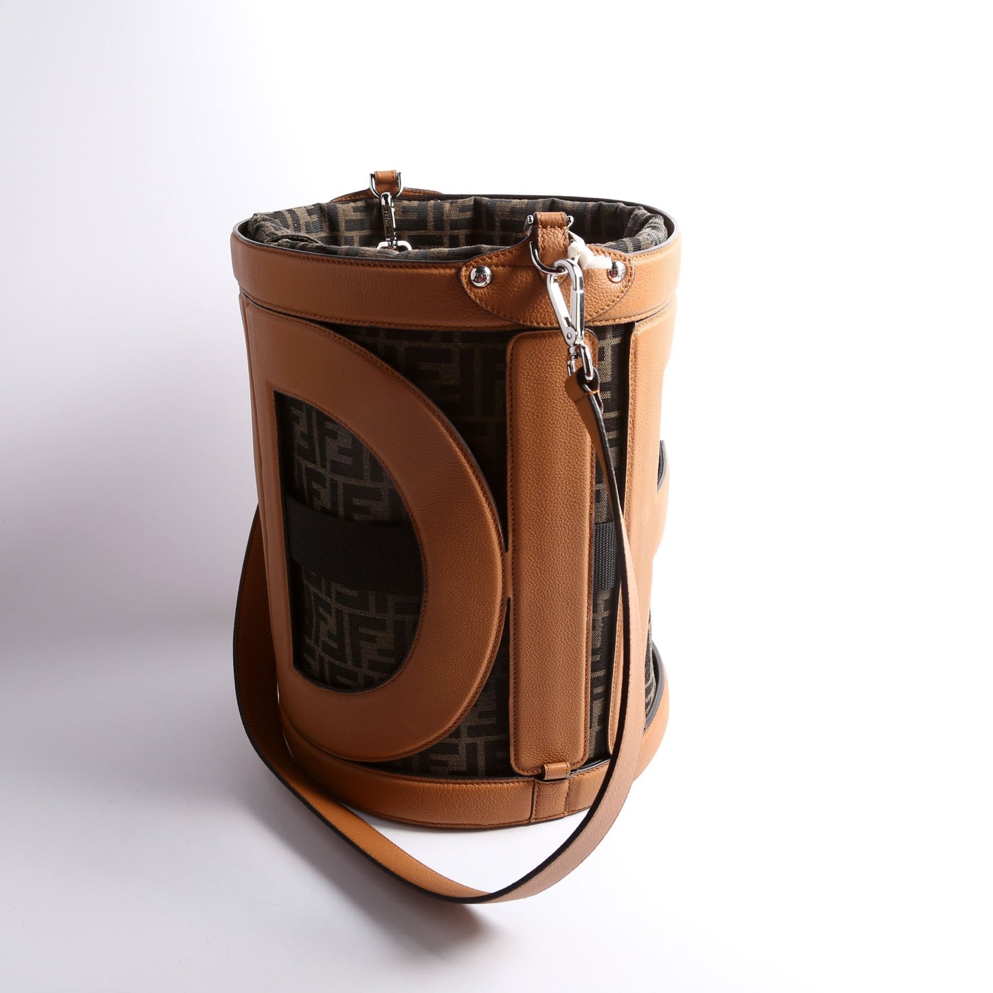 Fendi 7Va589 Ff Zucca Calfskin Step Out Bag Brown Bucket Bucket Bag