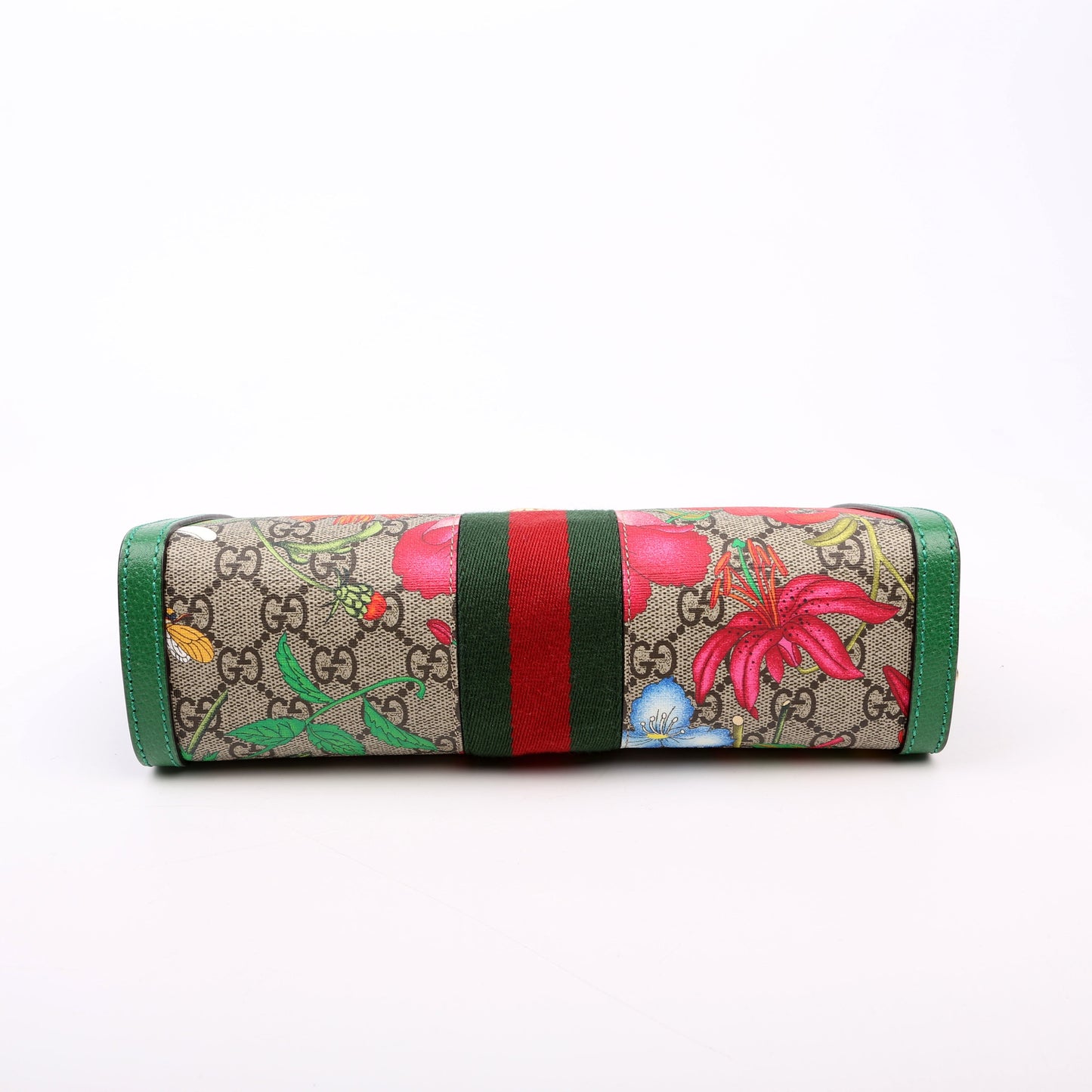 Gucci GG Supreme Flora Ophidia Green Small Chain Travel Bag