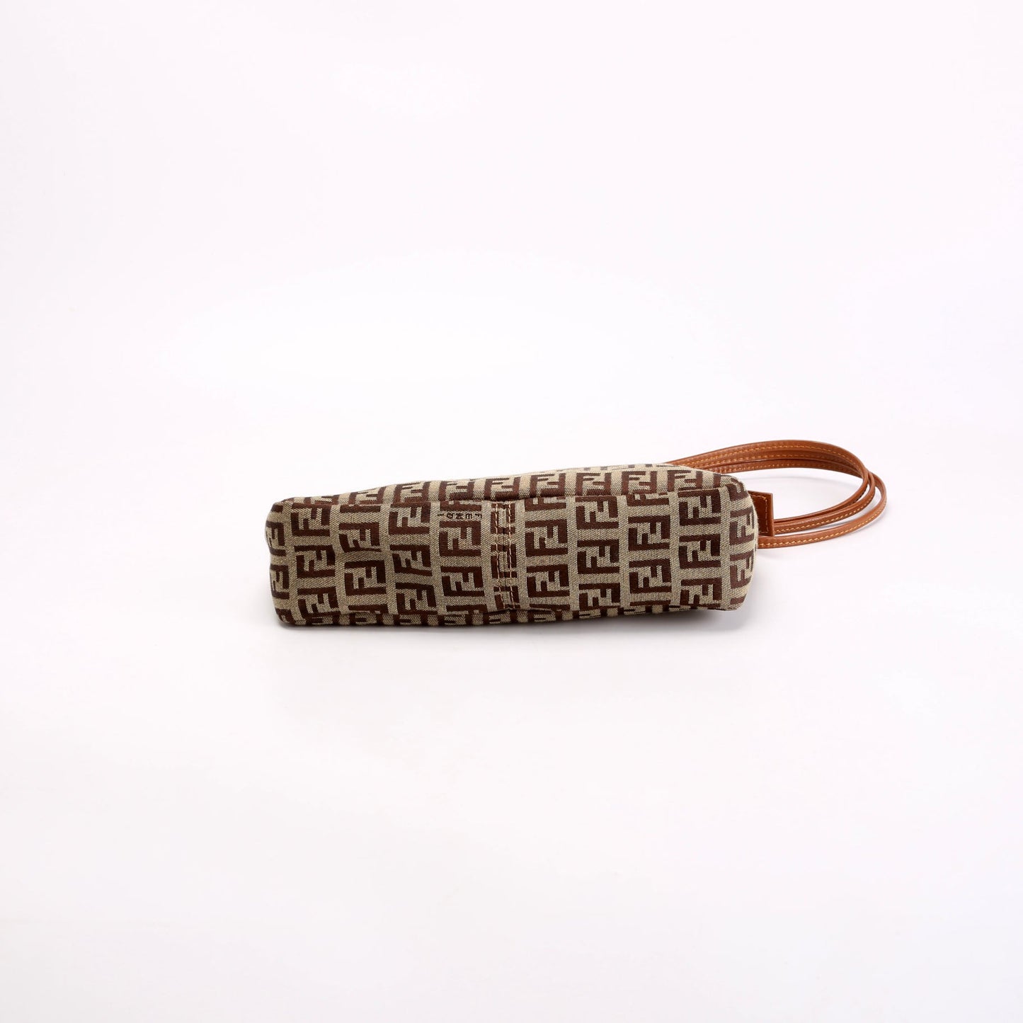 Fendi Zucchino Triple Strap Pochette Bag Brown Beige Mini Travel Bag