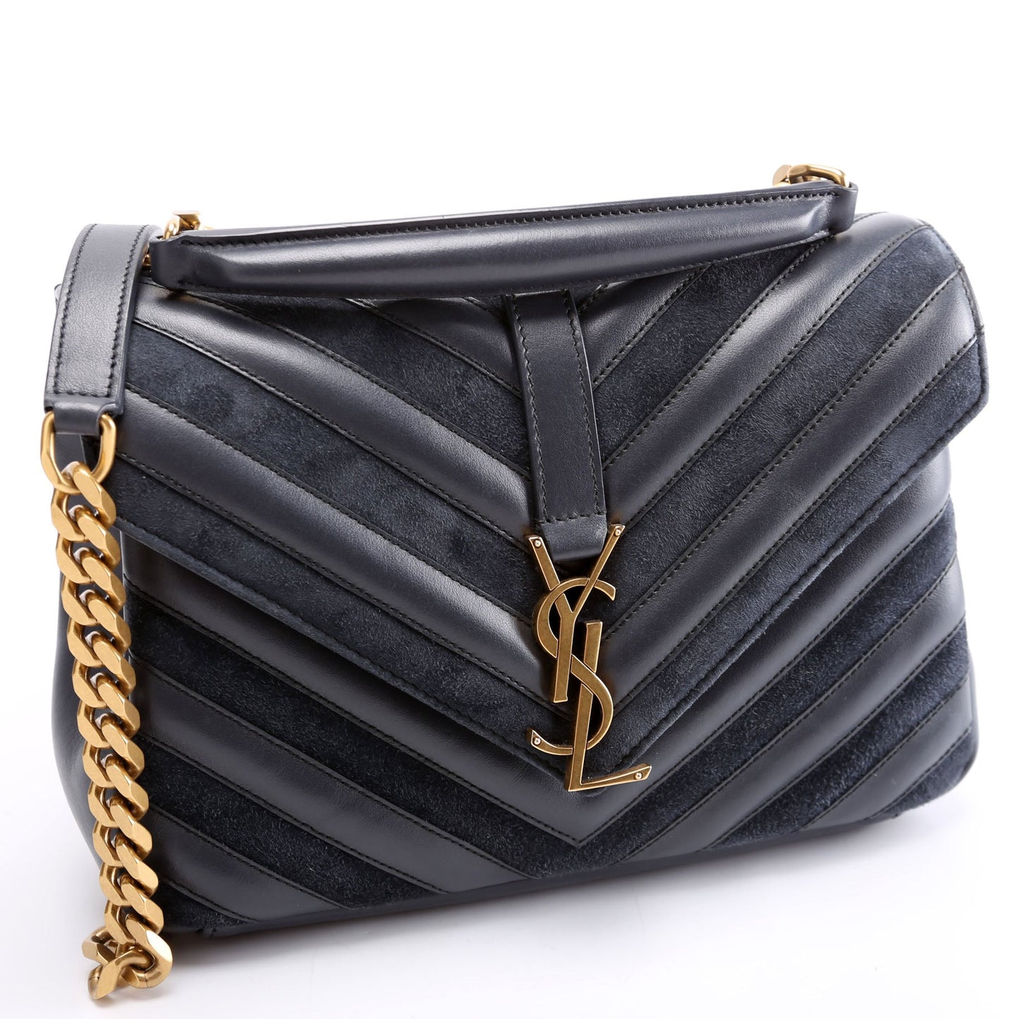 YSL Saint Laurent College Medium Navy Bag Leather Suede Travel Bag