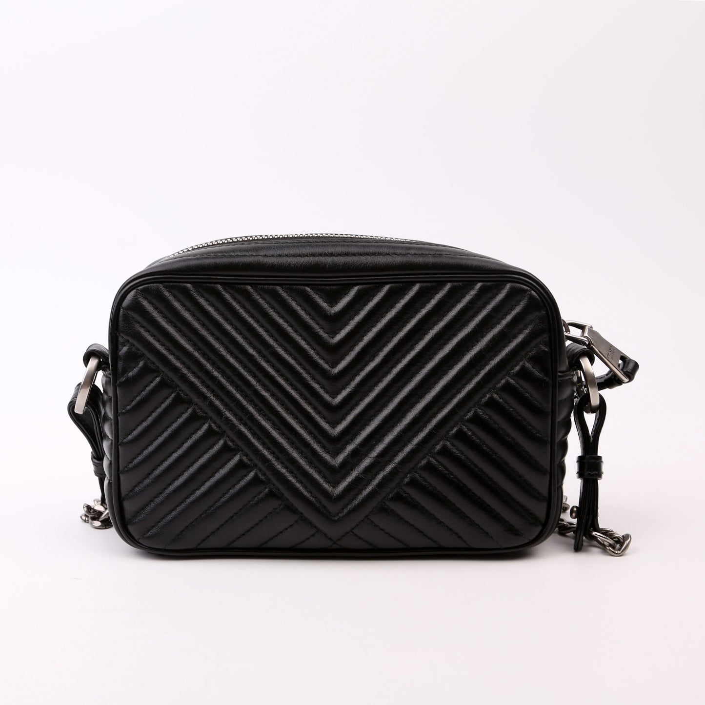 Prada Diagramme Camera Soft Calfskin Impunture Bag Black Travel Bag