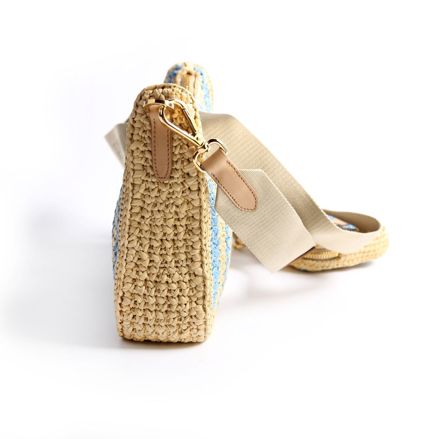 Prada Re Edition Shoulder Bag Raffia Beige Blue Bag