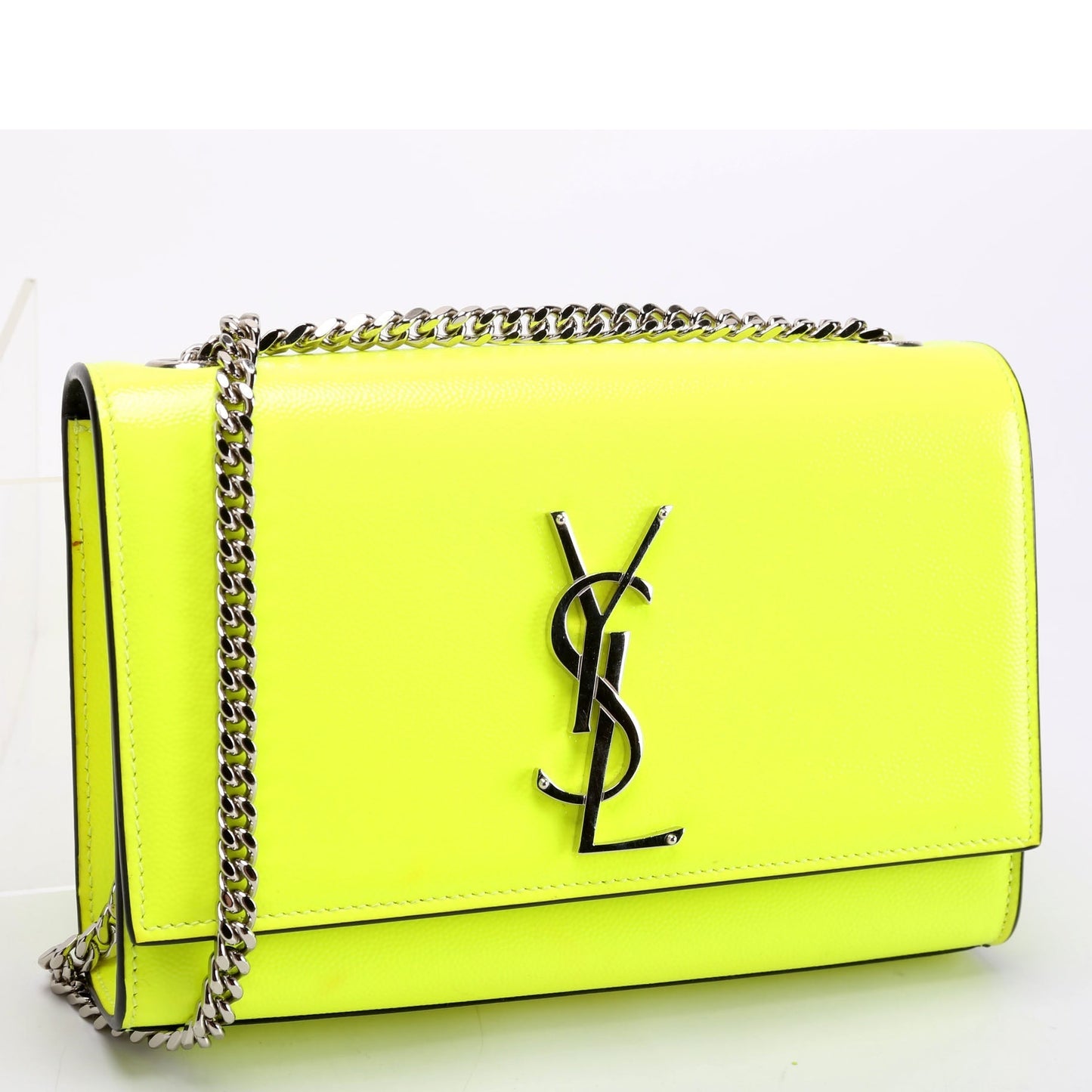 YSL Saint Laurent Saint Laurent Kate Satchel Grain Neon Yellow Small Travel Bag