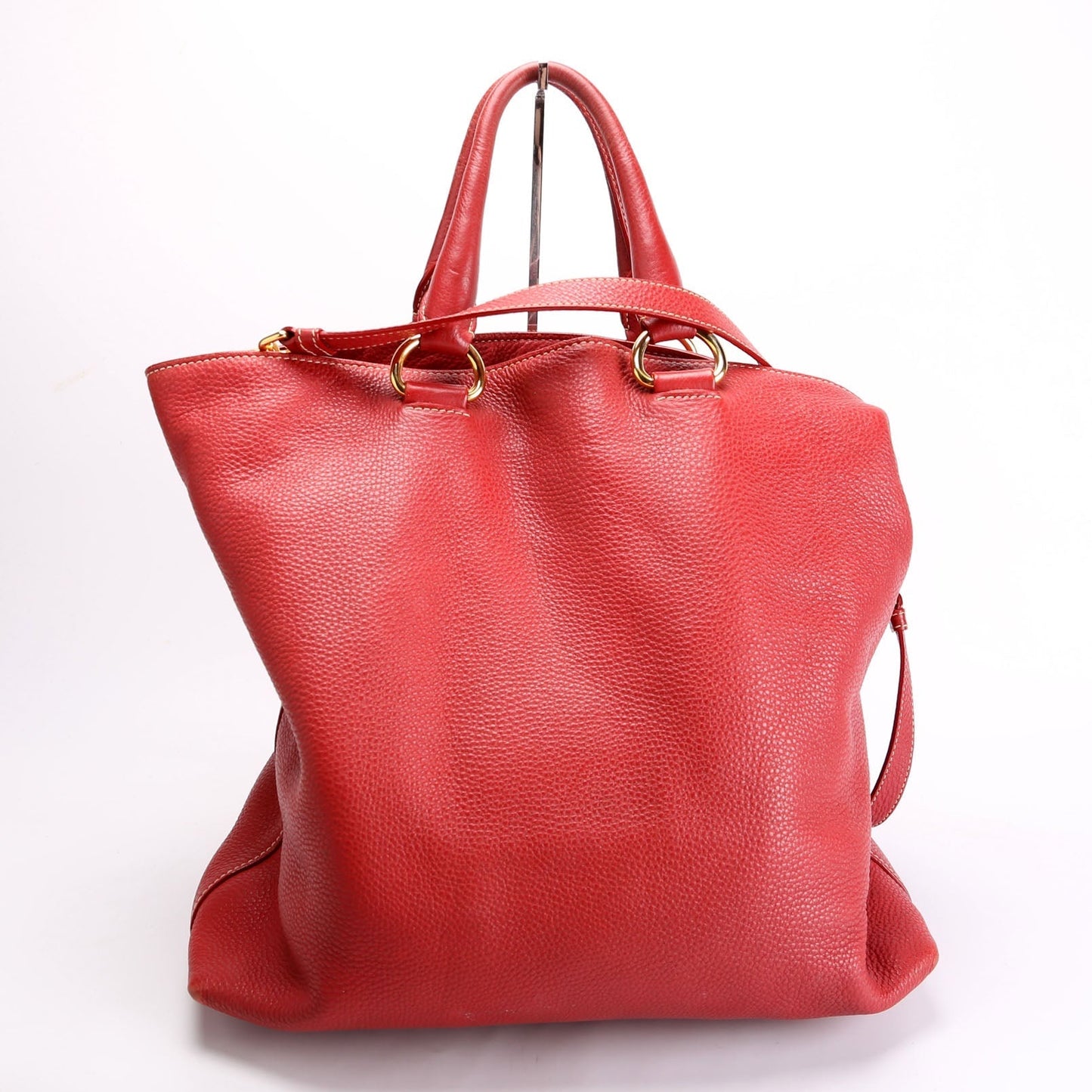 Prada Soft Calf Shopping Tote Bag Red Large