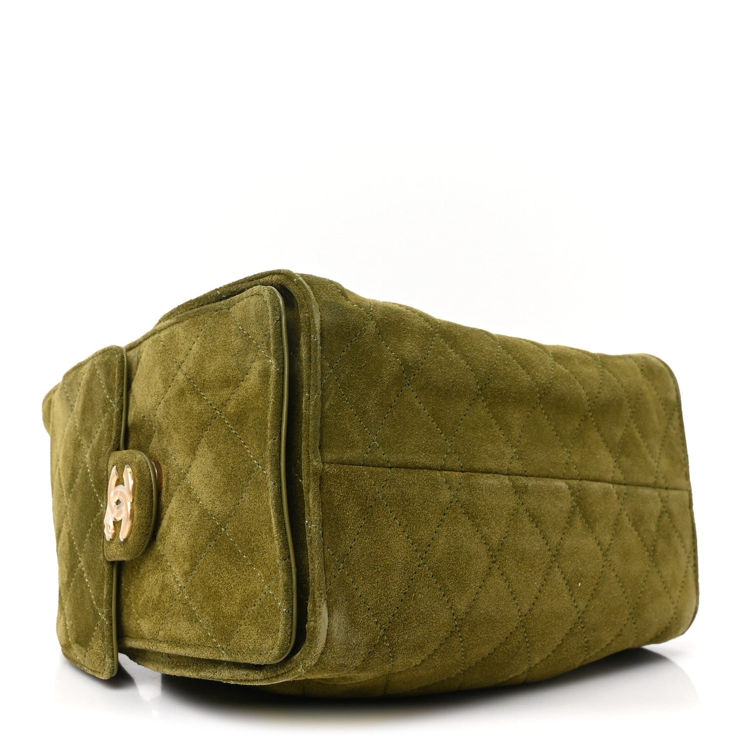 Chanel Suede Quilted Small 25 Handbag Khaki