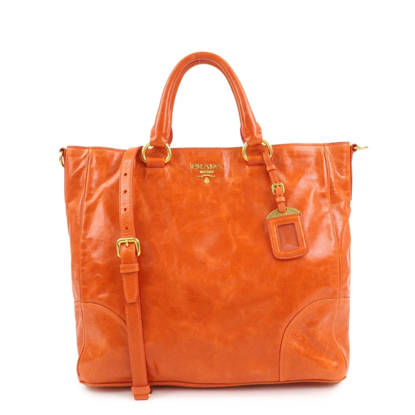 Shoulder Bag 2Way Bag Hand Bag Leather Orange Logo