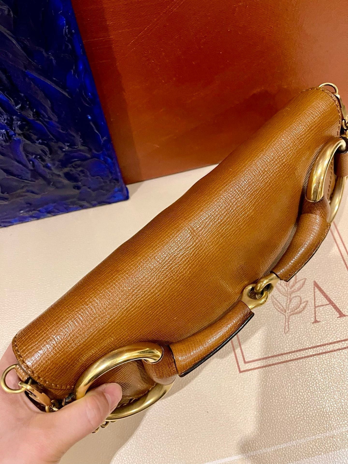 Gucci Horsebit Chain Leather Brown Tan Large Shoulder Bag