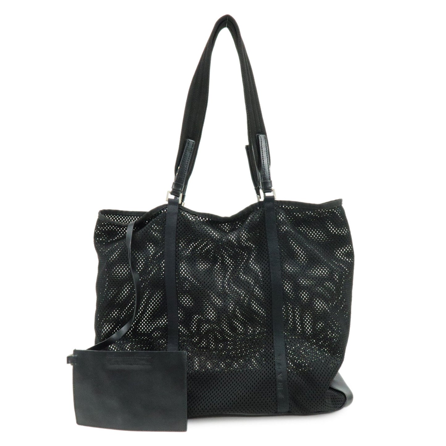 Tote Bag Mesh Shoulder Bag Leather Black