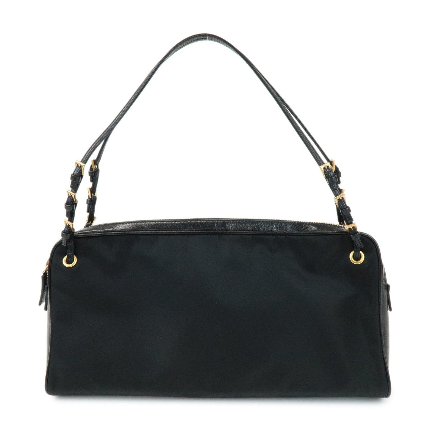 Shoulder Bag Triangle 4 Leather Nylon Black