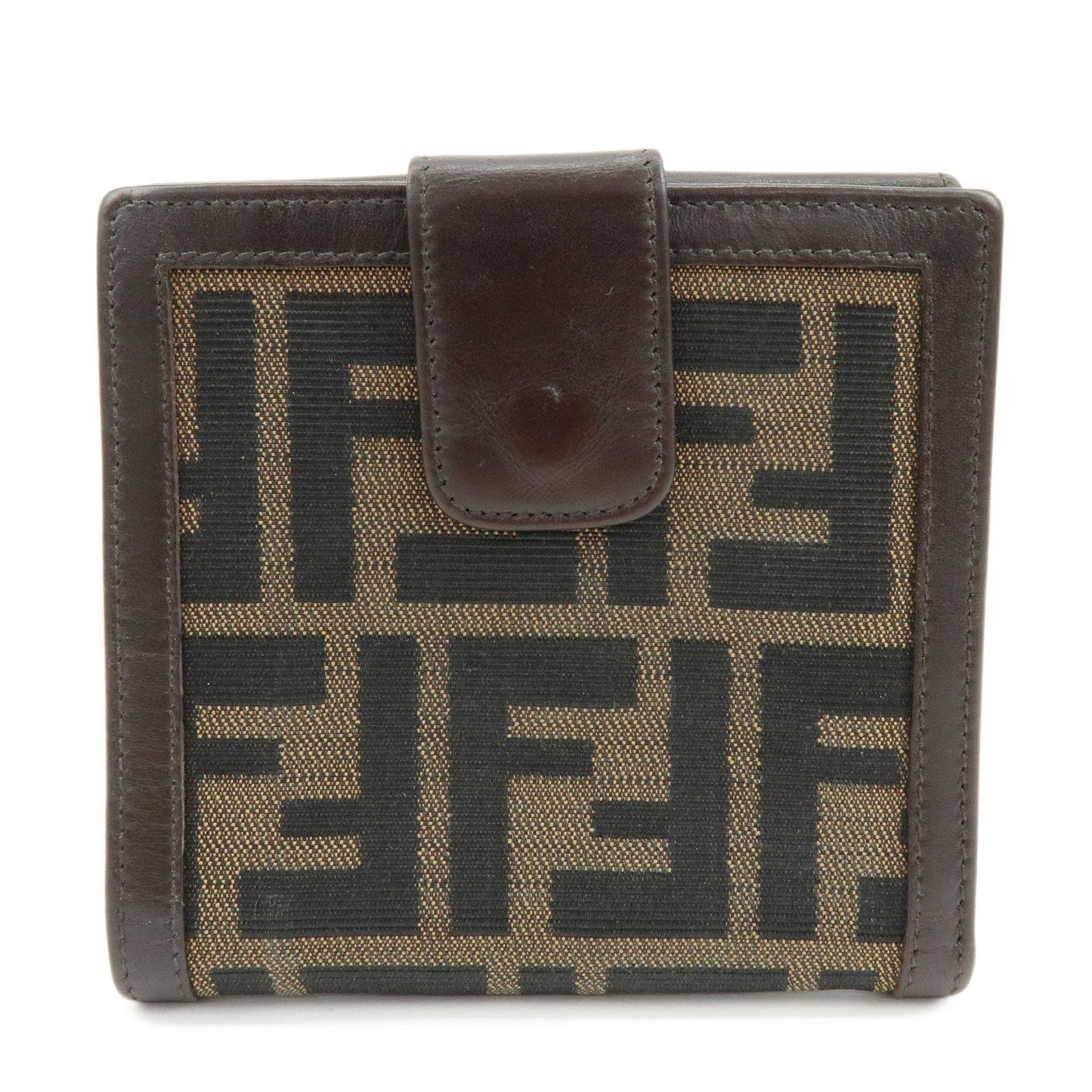 Zucca Bi-fold Wallet Leather Canvas Black Handbag