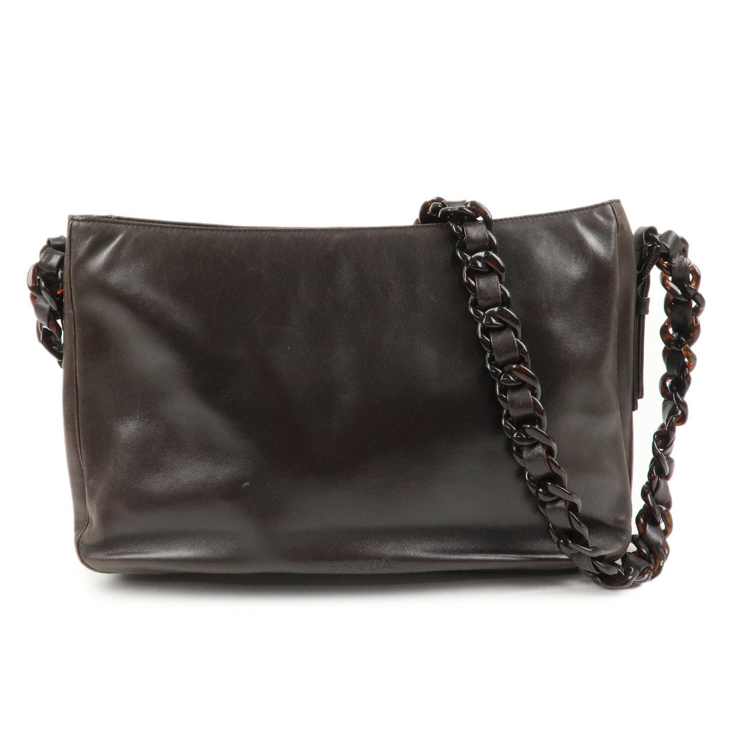 Shoulder Bag Plastic Leather Suede Brown