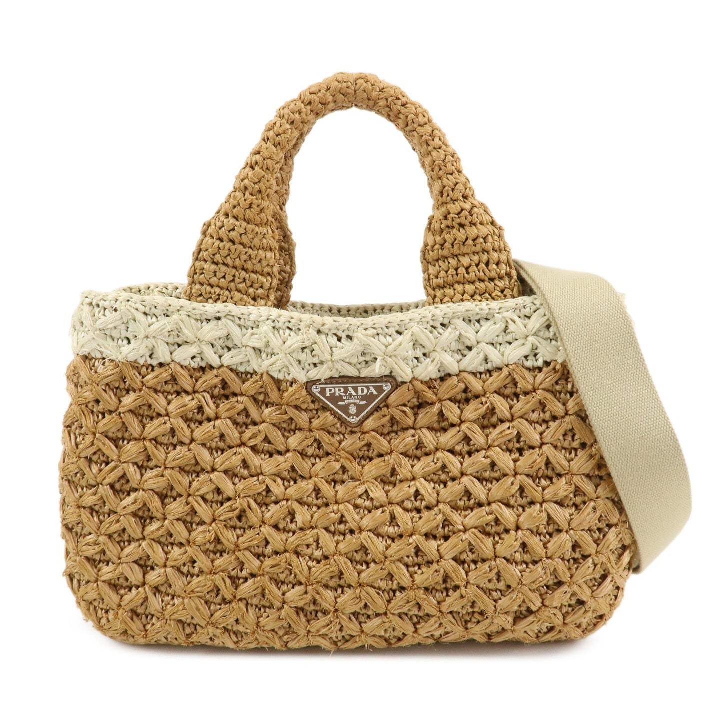Shoulder Bag Canapa 2 Way Bag Hand Ivory Raffia Brown