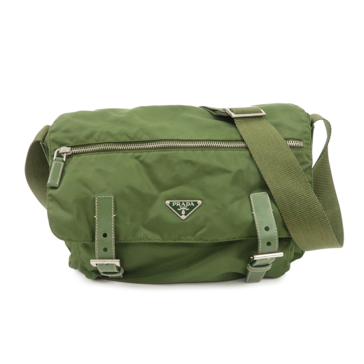 Prada Crossbody Bag Triangle Shoulder Bag d Nylon Green Logo
