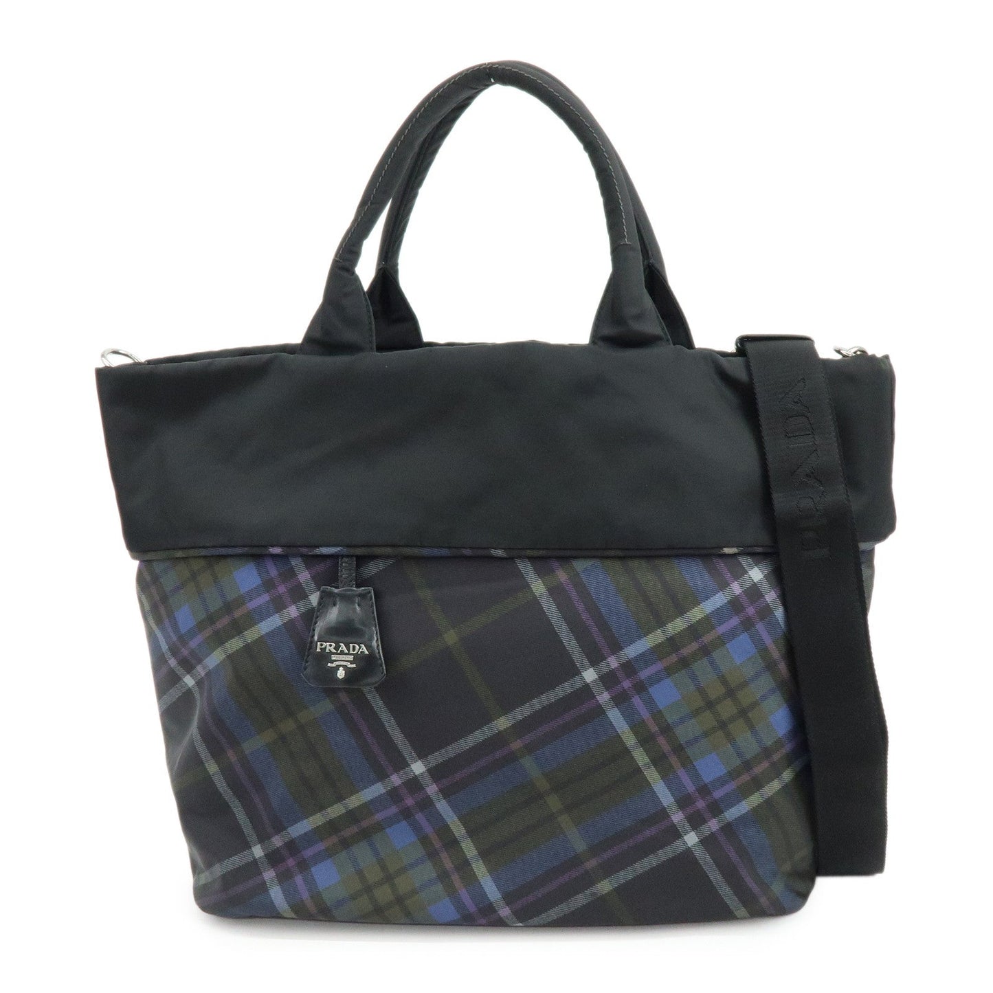 Shoulder Bag Triangle Plaid 2Way Bag Hand Leather Nylon Logo