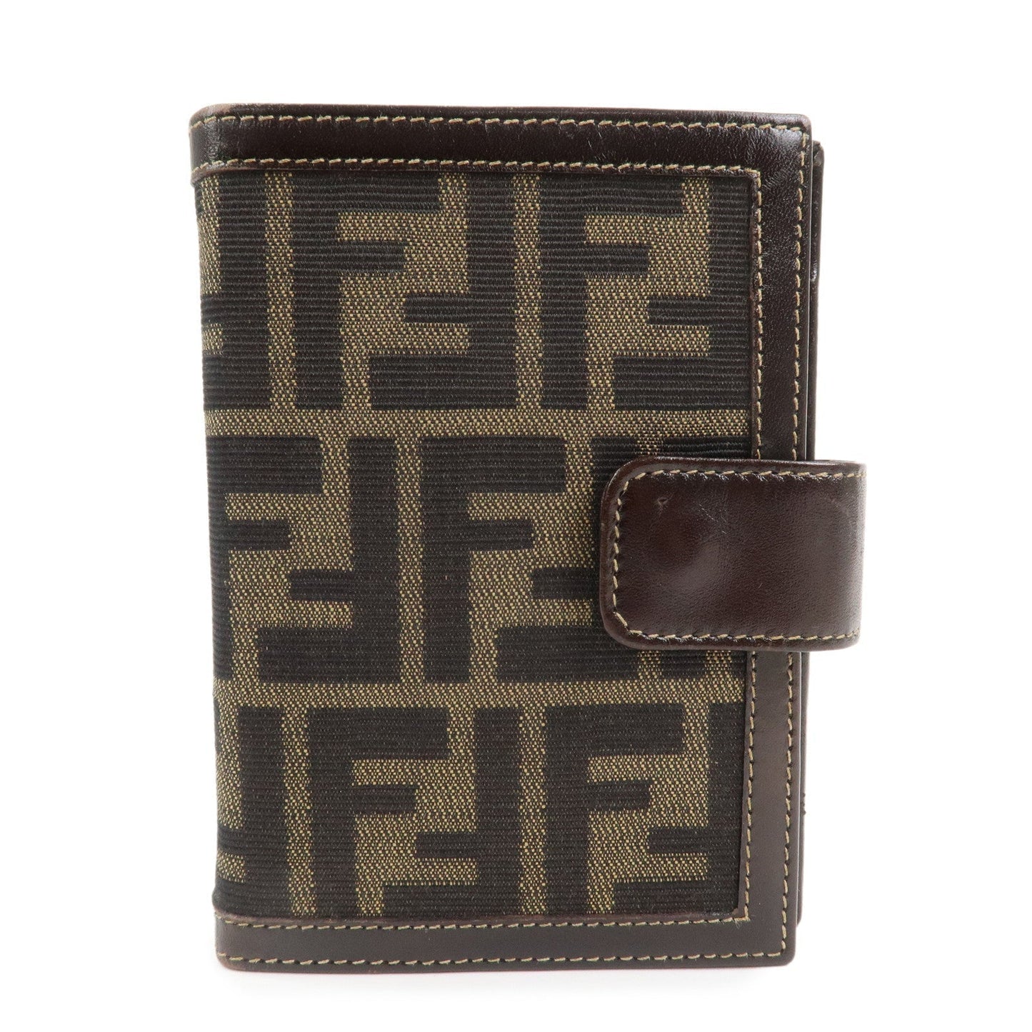 Zucca Agenda Planner Cover Leather Canvas Brown Handbag