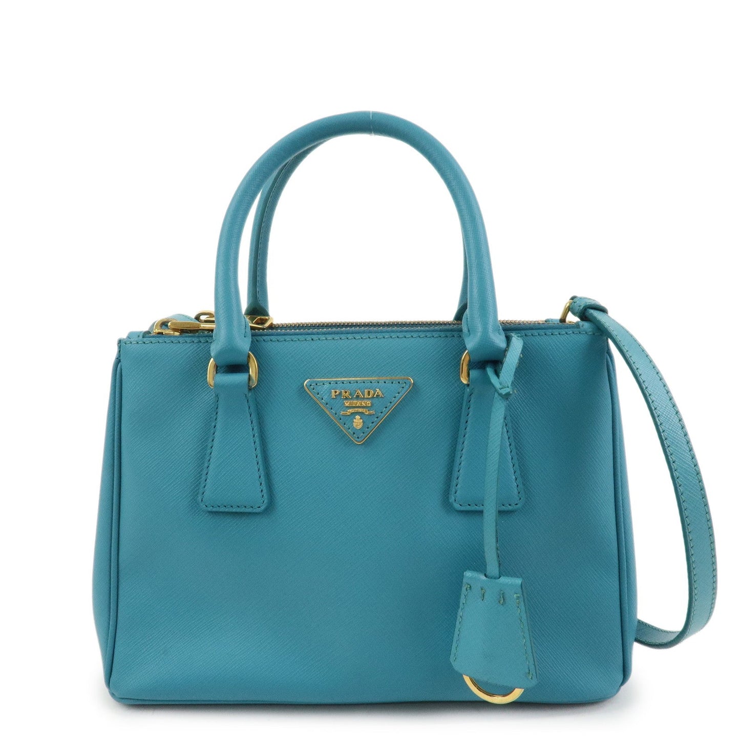 Galleria Lux 2Way Bag Hand Bag Leather Saffiano Blue Handbag