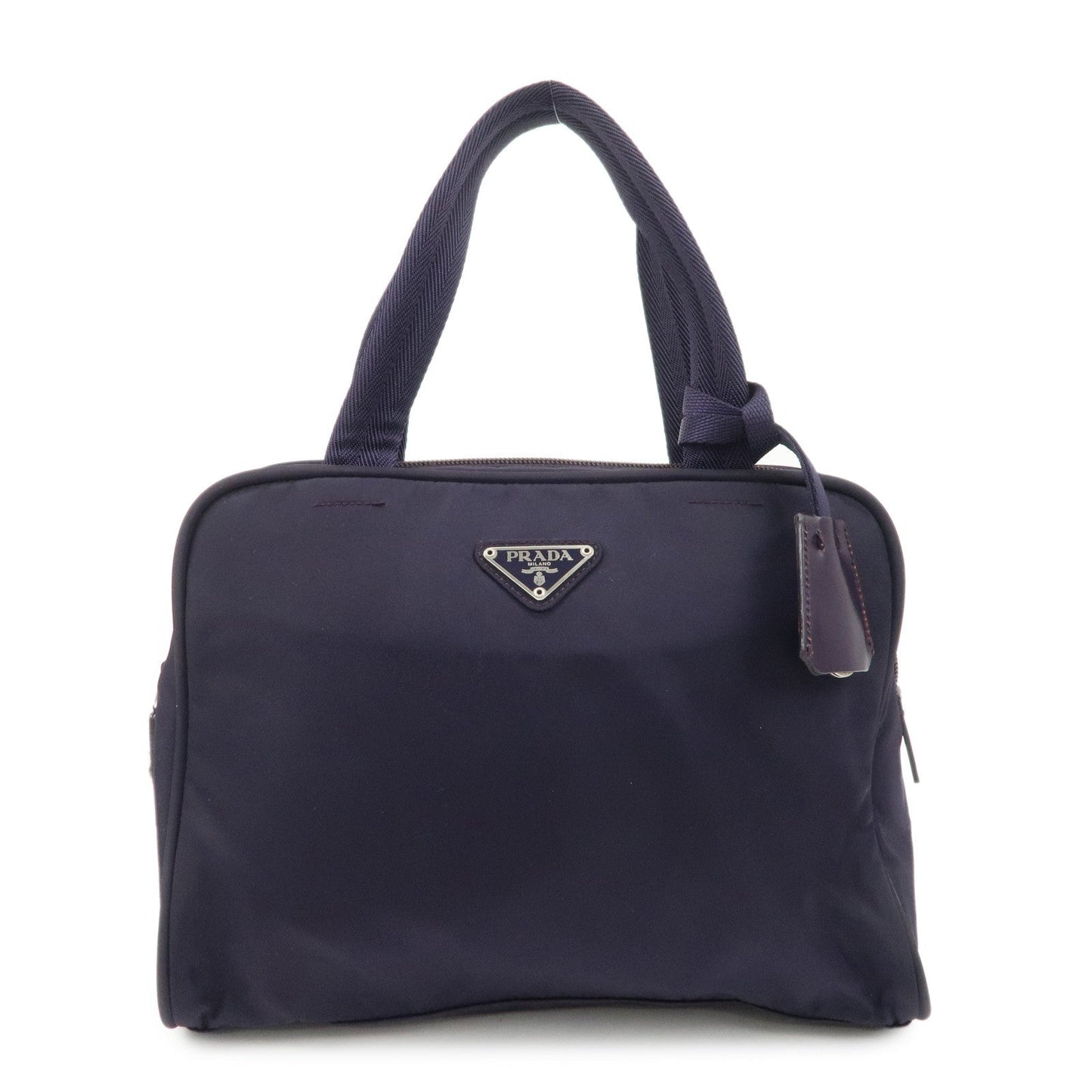 Triangle Hand Bag Leather Nylon Purple Handbag