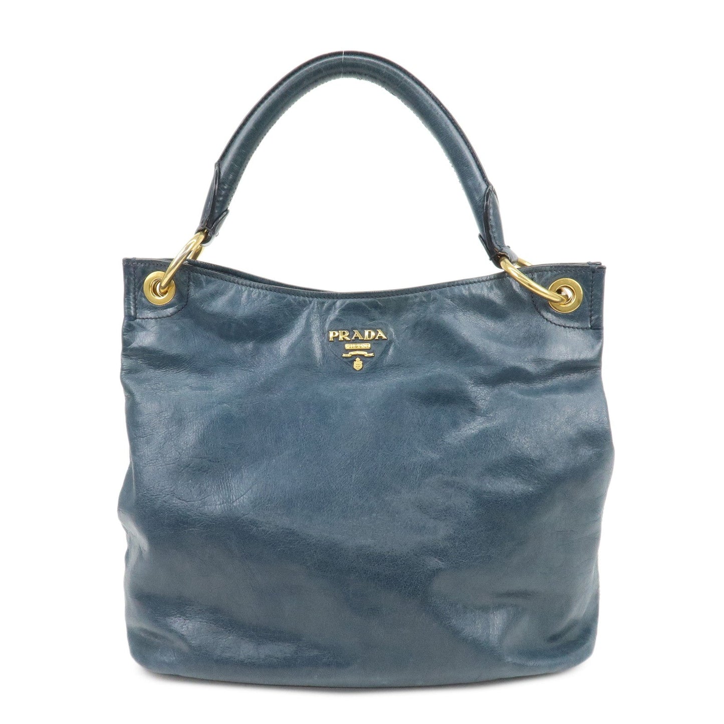 Shoulder Bag Hand Bag Leather Blue Logo