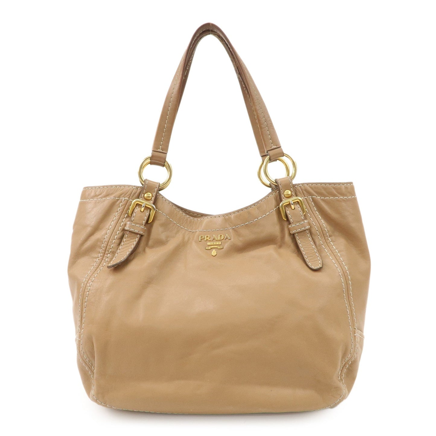 Shoulder Bag Hand Bag d Leather Beige Gold