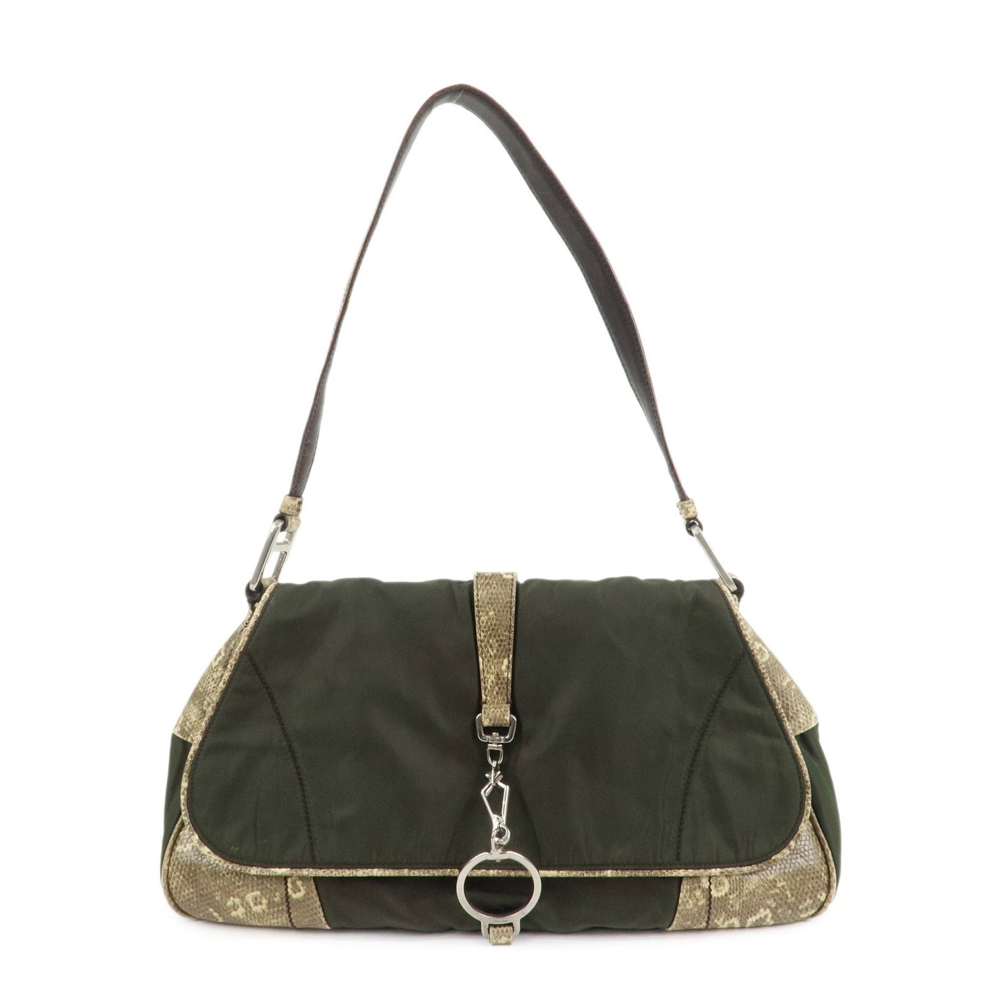 Shoulder Bag Triangle Hand Bag Khaki Nylon Logo