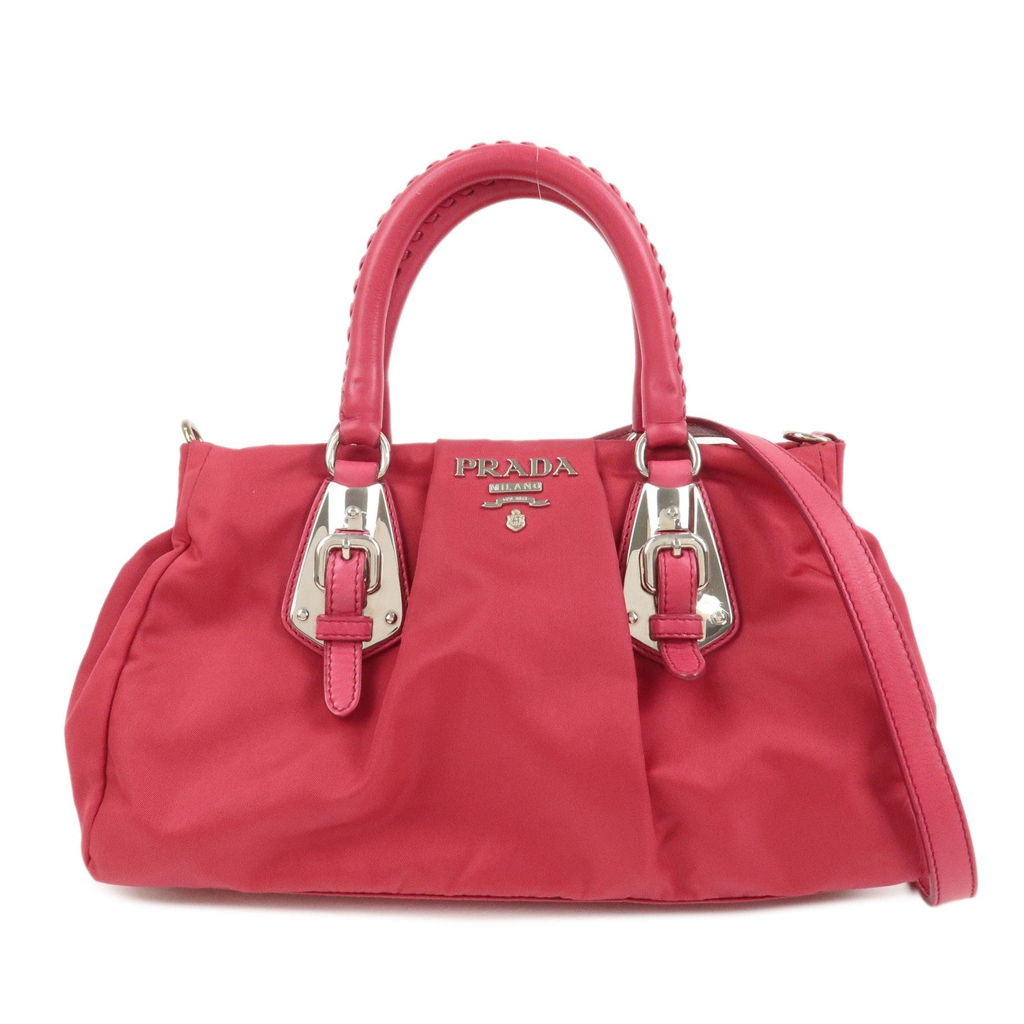 Shoulder Bag 2Way Bag Hand Bag Leather Nylon Pink