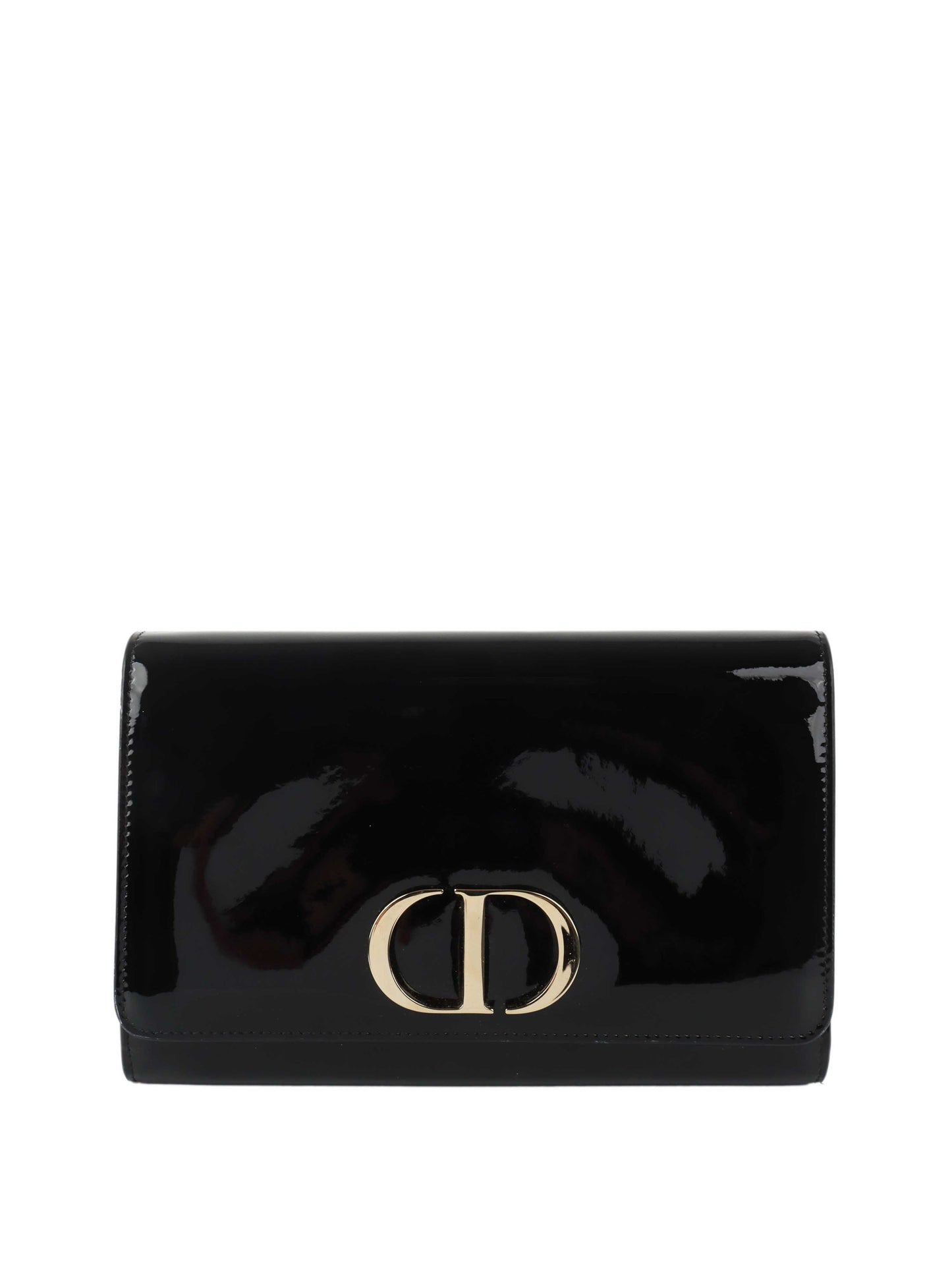 Dior Clutch Bag 30 Montaigne Clutch Leather Patent Black