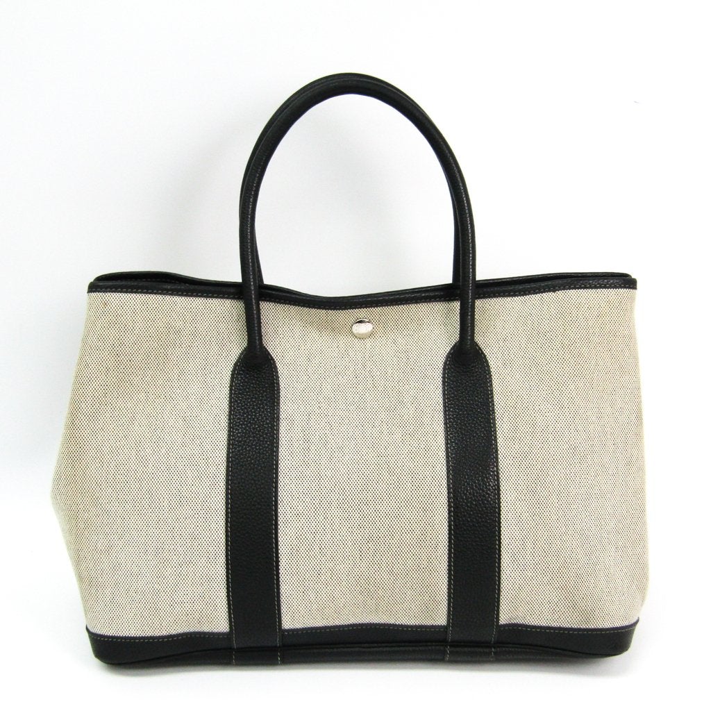 Hermes Luxury Natural Garden Party Tote ( ) Canvas Black Tote Bag